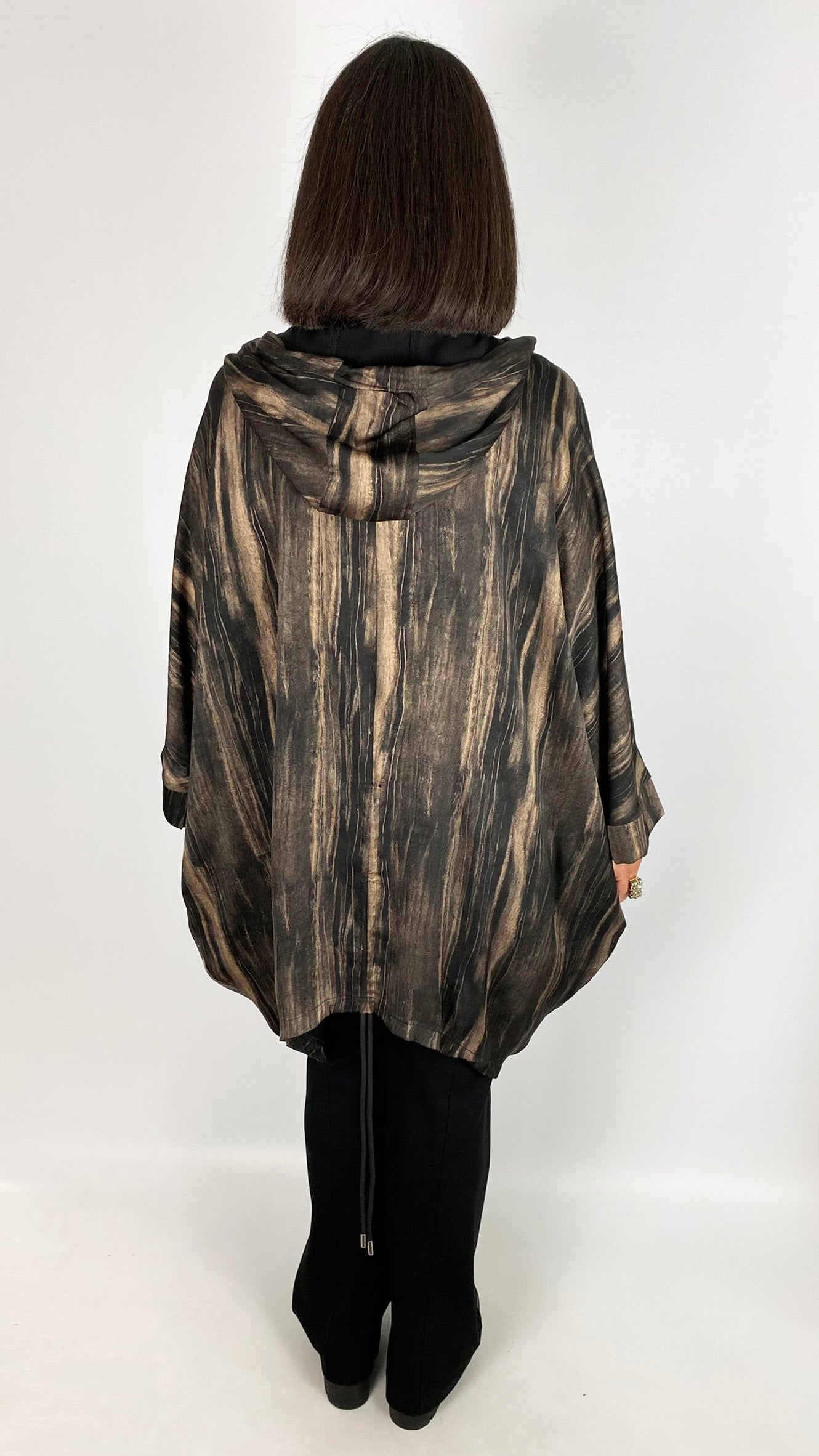 Drawstring hem hooded zip-up jacket | Bronze | by Malissa J