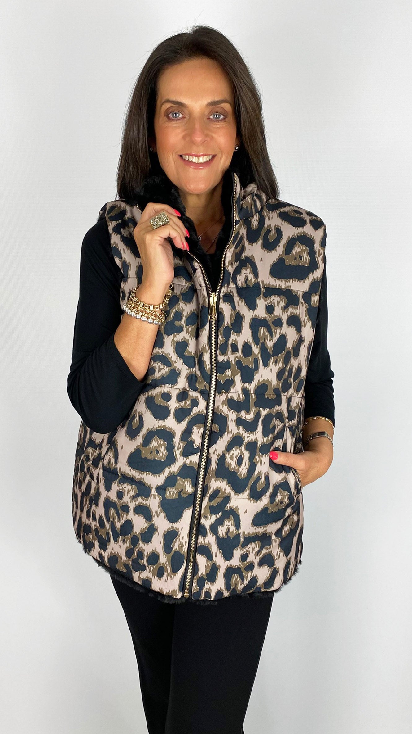 Reversible printed & faux fur gilet | 2 Colours | by Malissa J