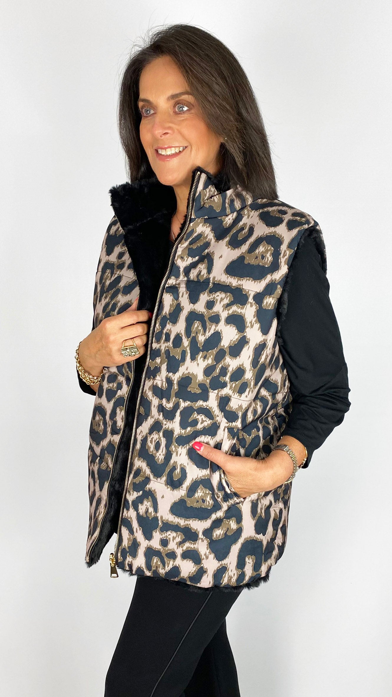 Reversible printed & faux fur gilet | 2 Colours | by Malissa J