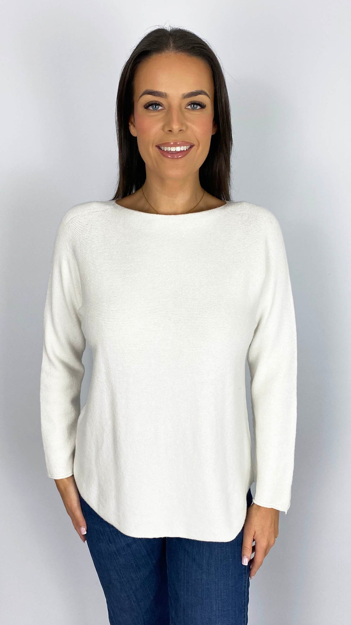 Essential curved hem slash neck jumper | 8 Colours