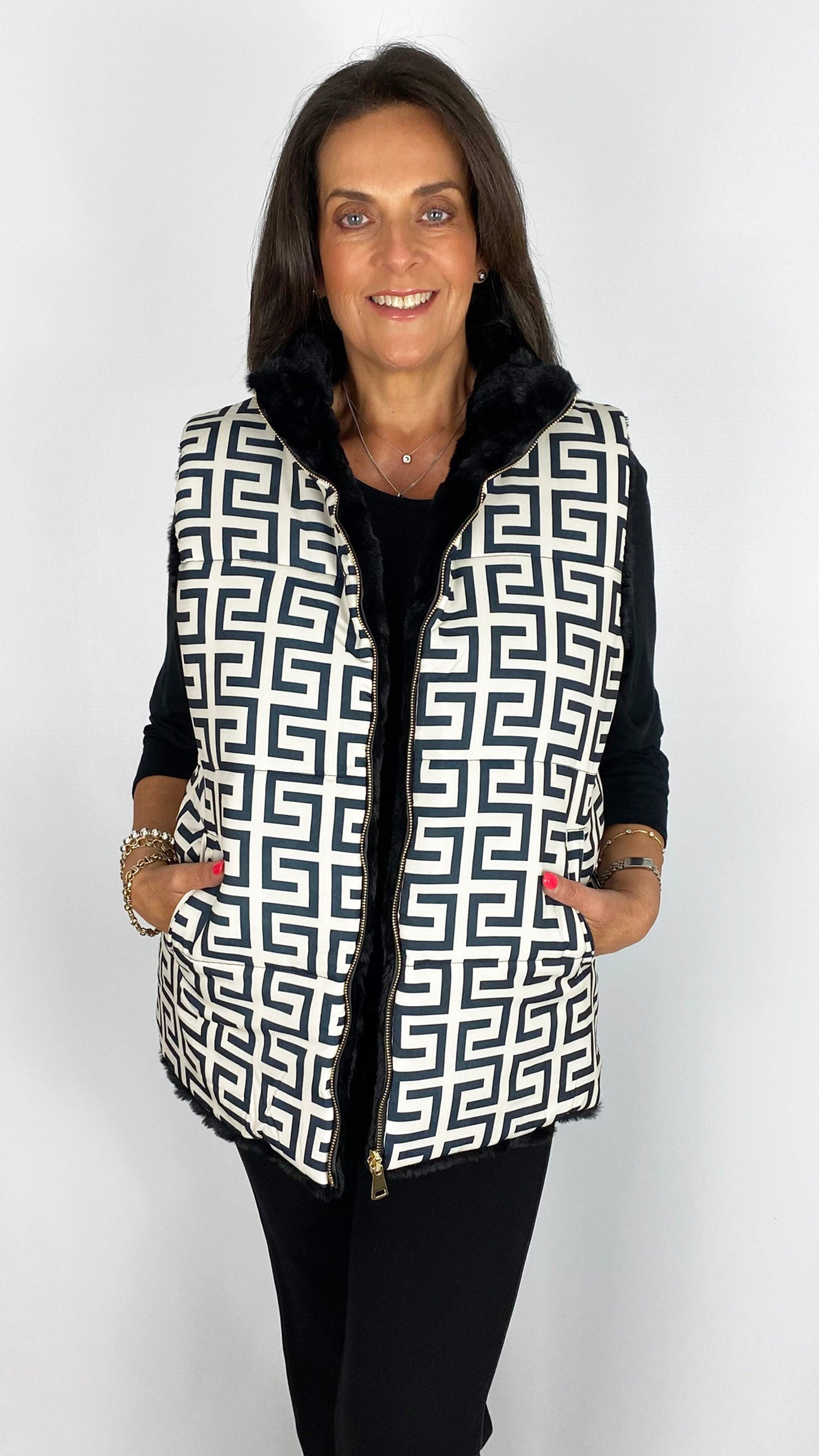 Reversible printed & faux fur gilet | 2 Colours | by Malissa J