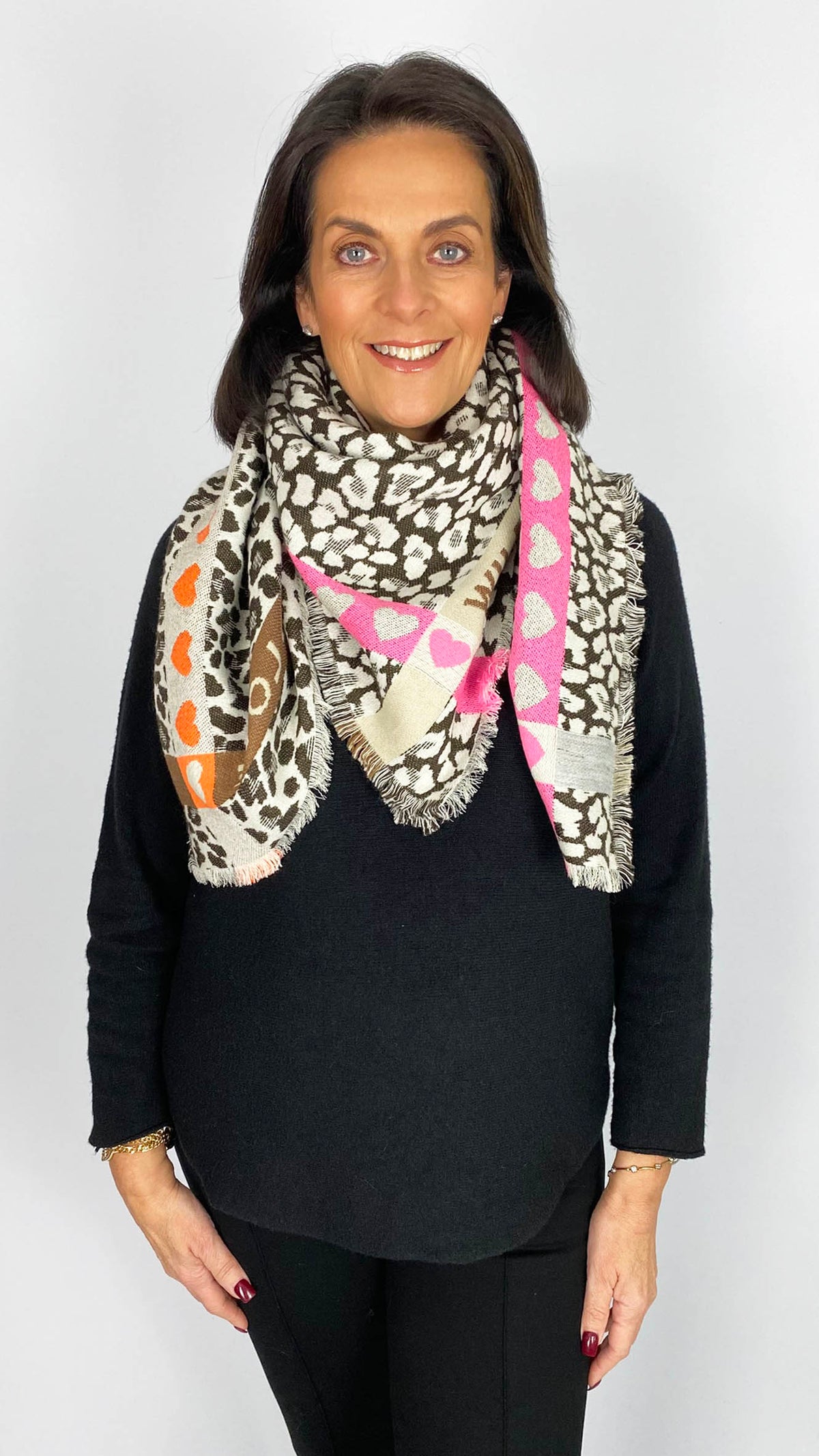 'Wild Love' animal print square cut scarf | 2 Colours