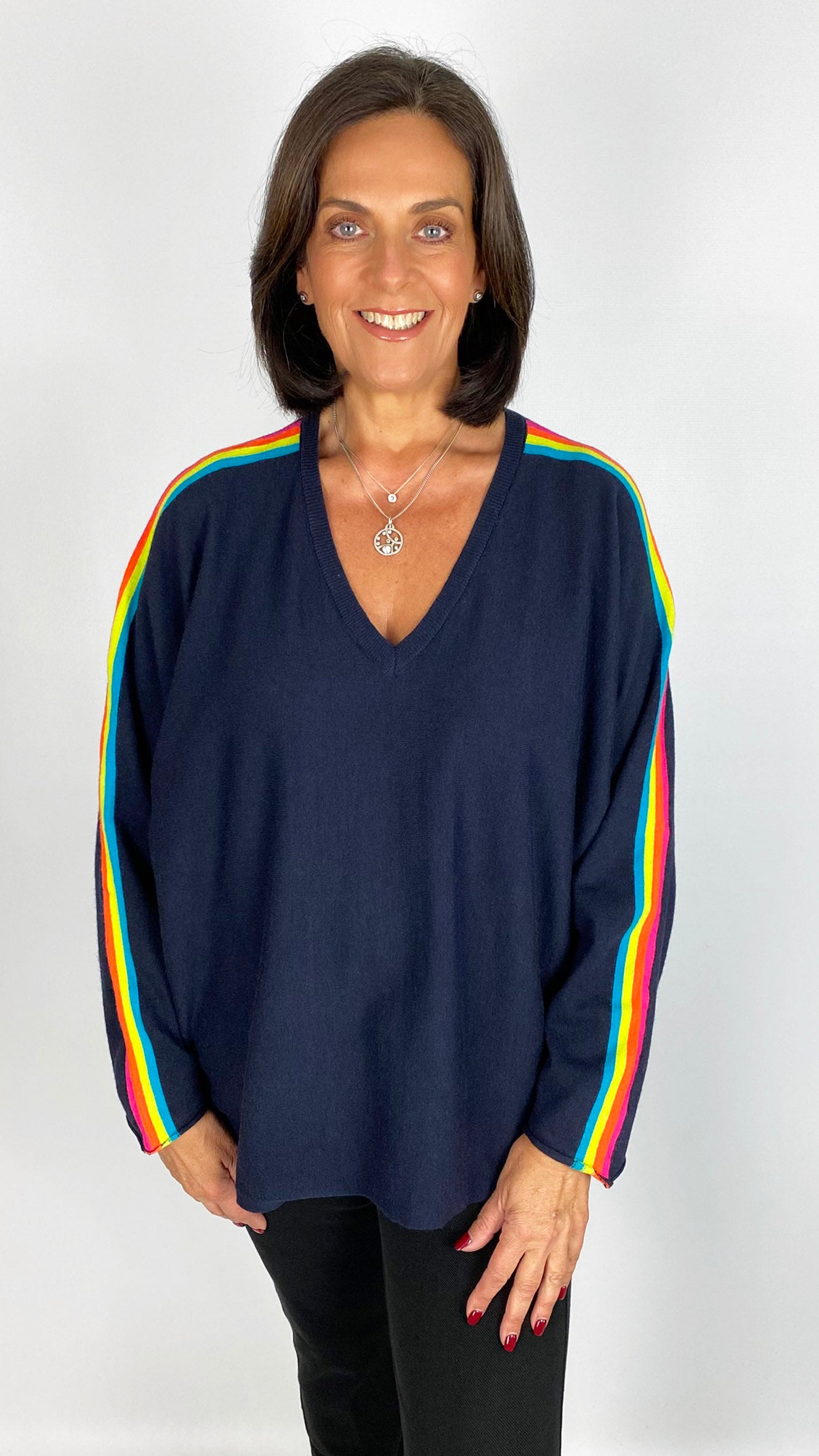 Neon stripe v-neck jumper | 5 Colours