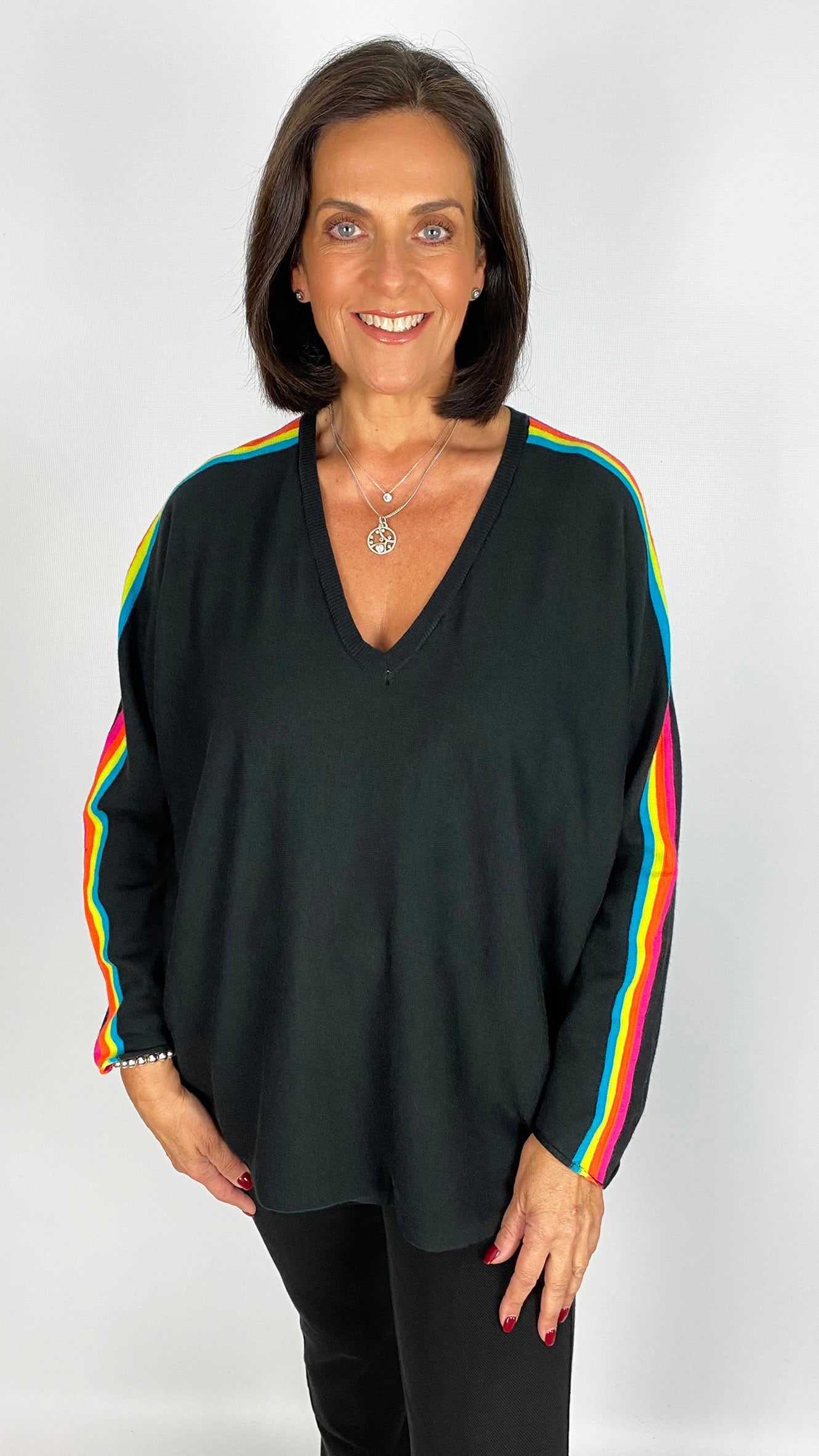 Neon stripe v-neck jumper | 5 Colours