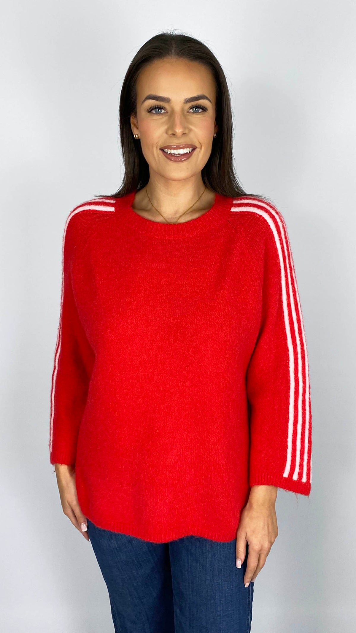 Cosy-feel stripe 7/8 sleeve jumper | 5 Colours