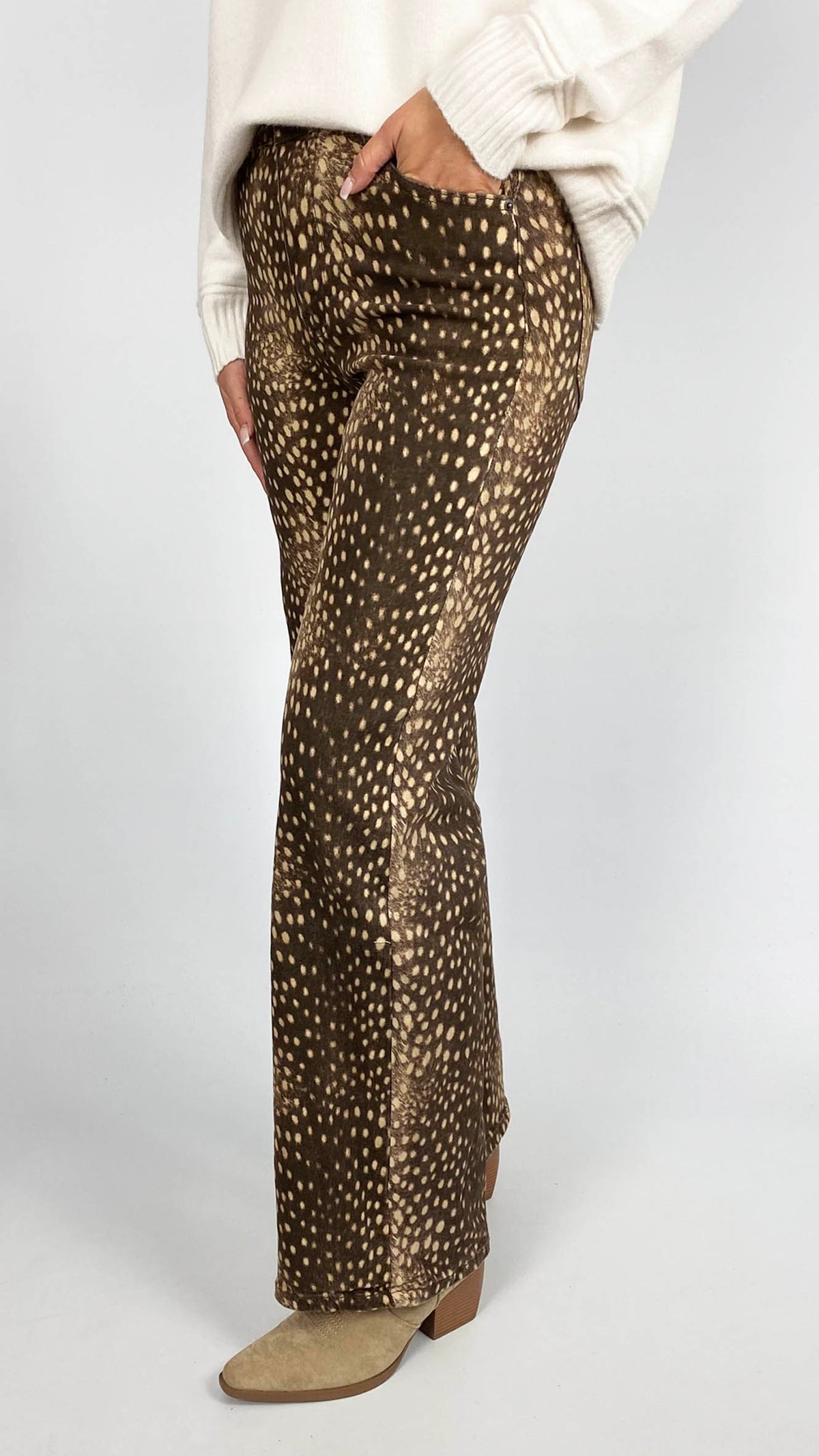 Bambi print wide-leg jeans