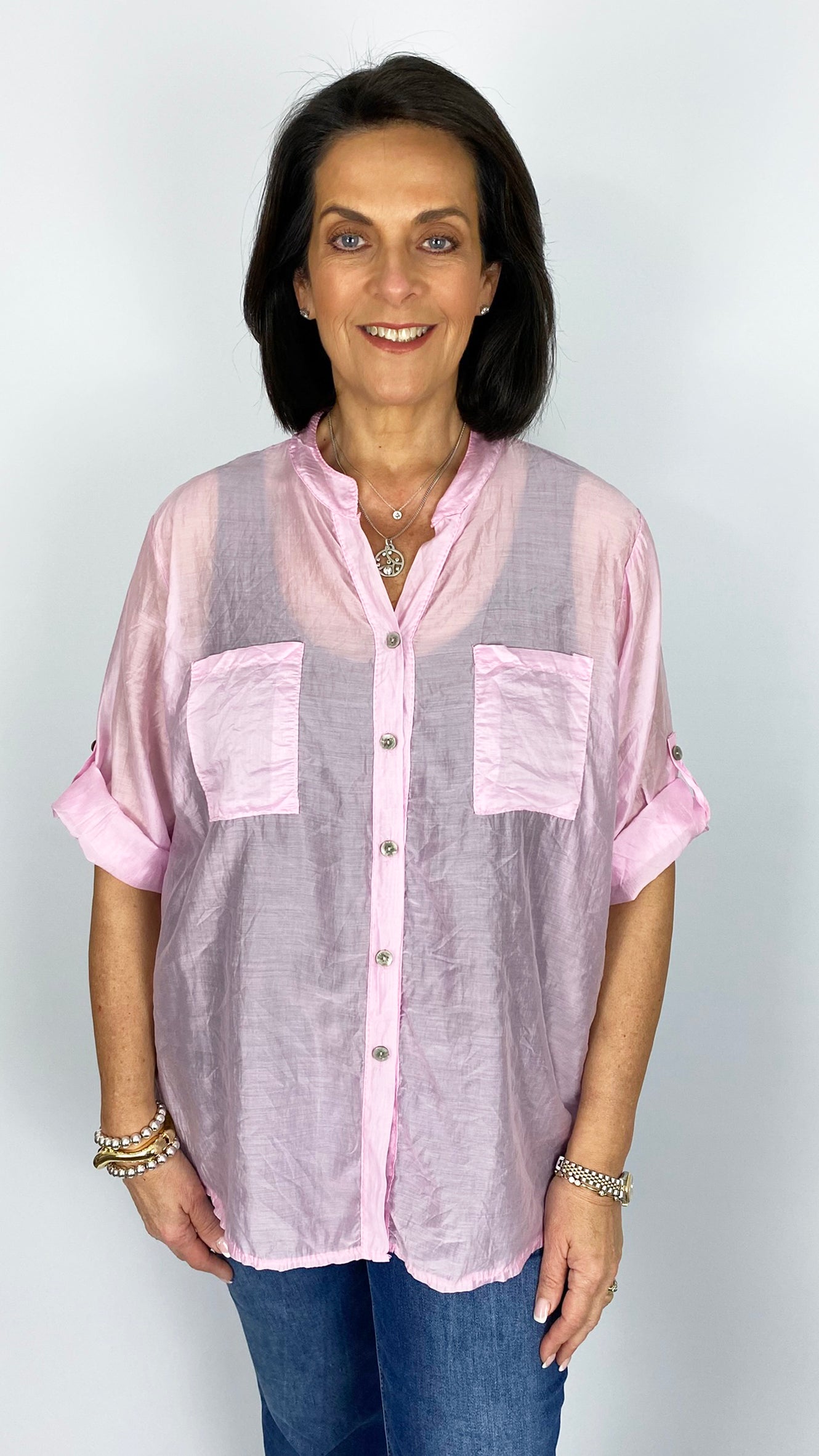 Tencel tie-or-not collarless shirt | 5 Colours