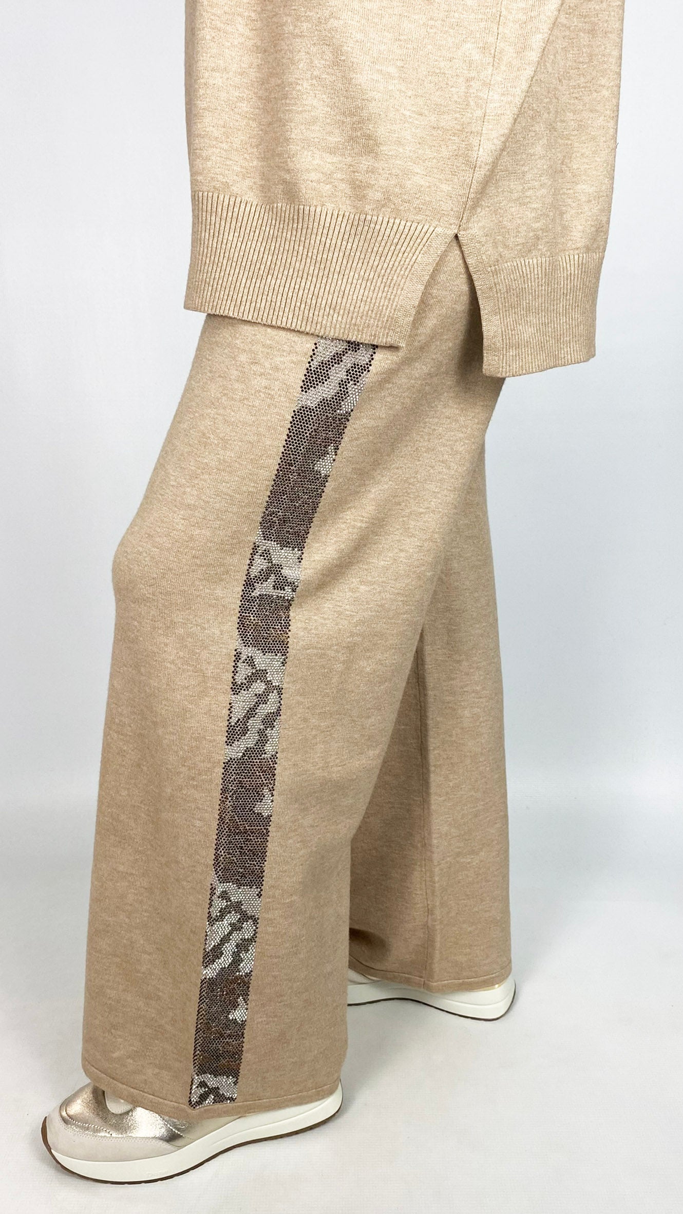 Animal stud detail knitted wide-leg trouser | 3 Colours | by Malissa J