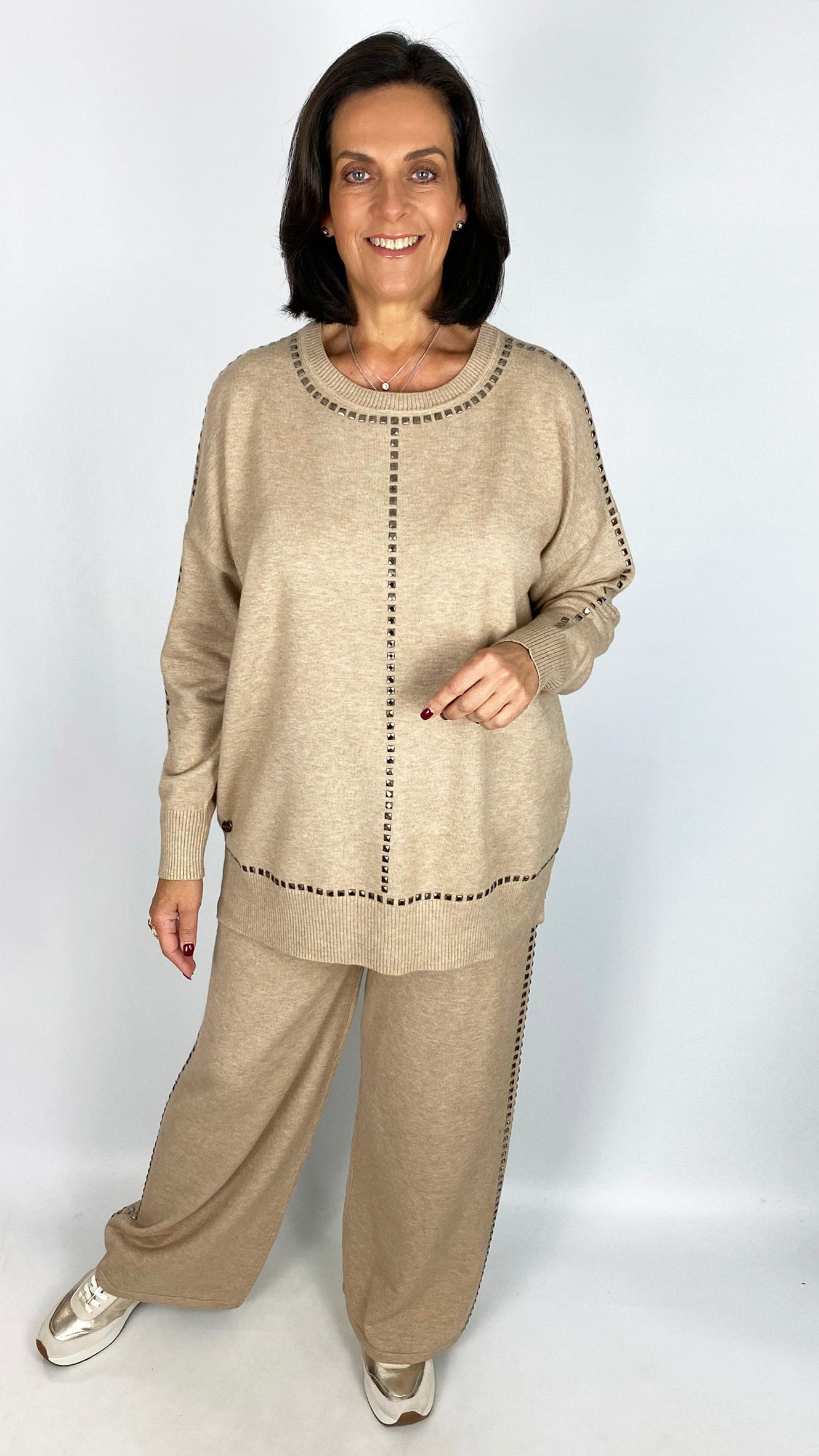 Knitted pull-on studded trouser | 2 Colours | by Malissa J