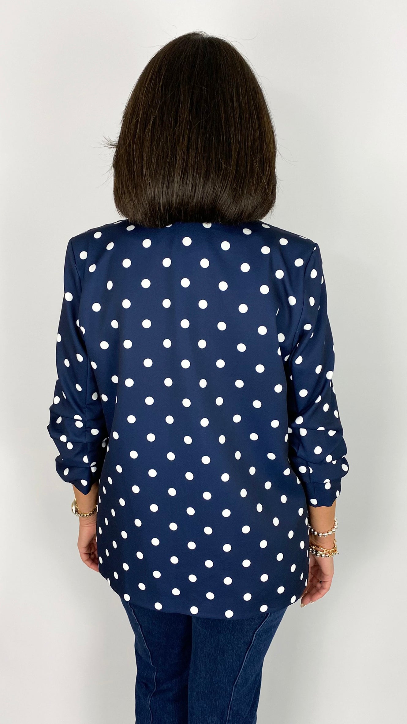 Polka dot ruche-sleeve blazer | 2 Colours