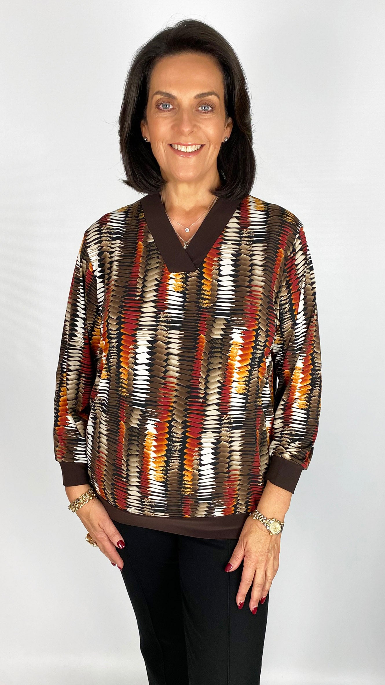 Print v-neck top | 2 Colours | by Malissa J
