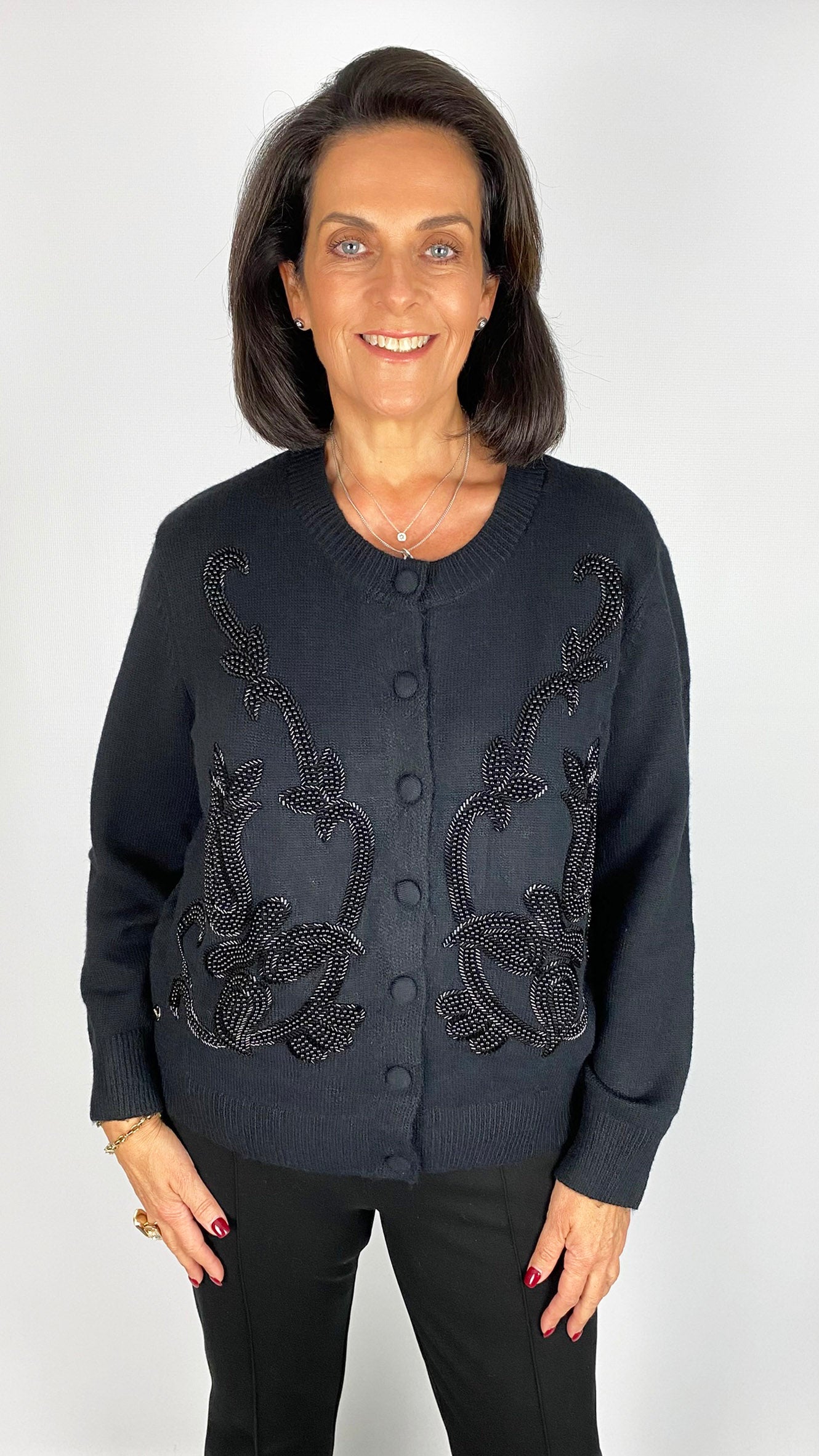 Pearl & beaded round neck cardigan | 2 Colours | by Malissa J