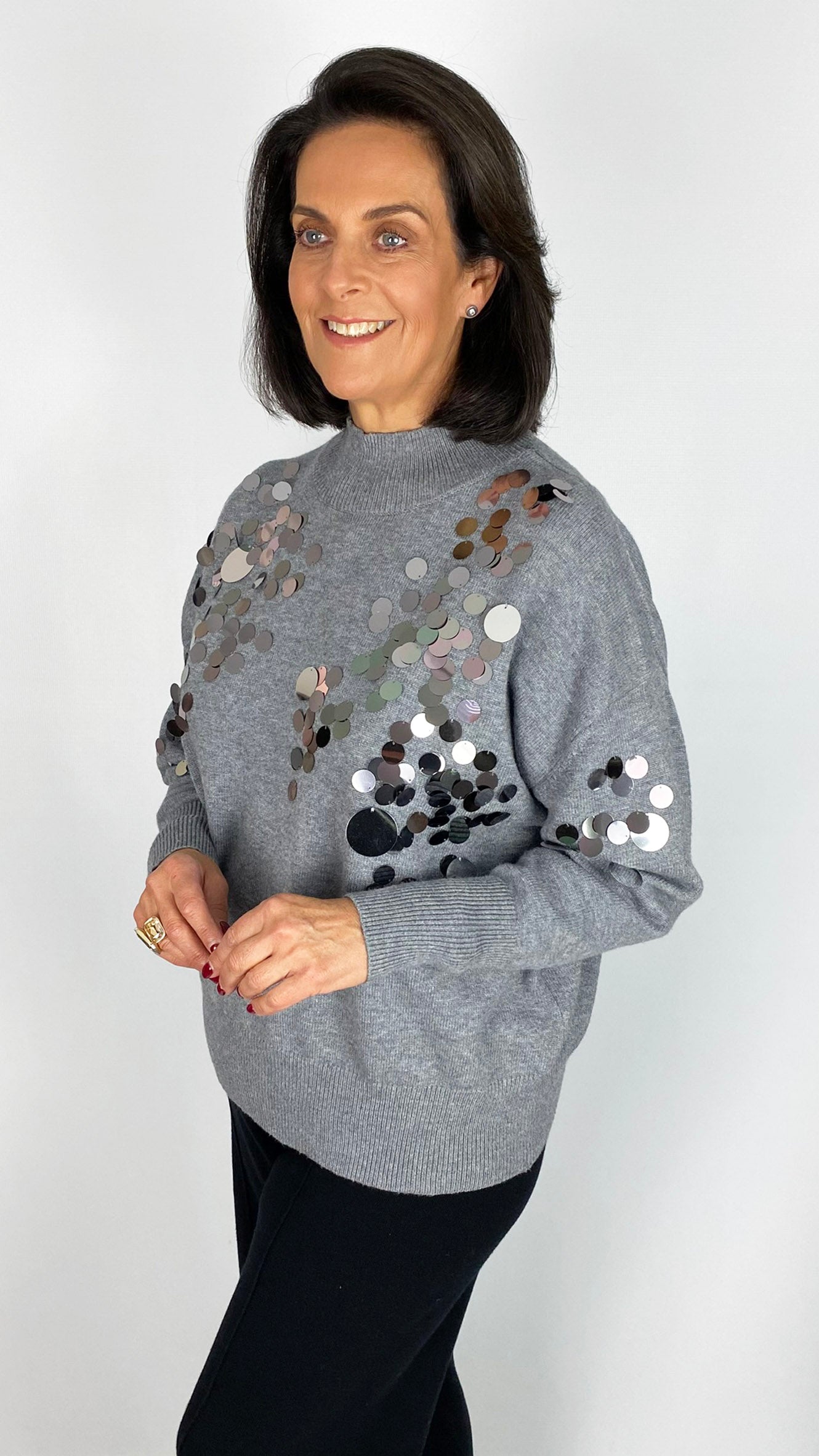 Sequin disc high-neck jumper | 2 Colours | by Malissa J
