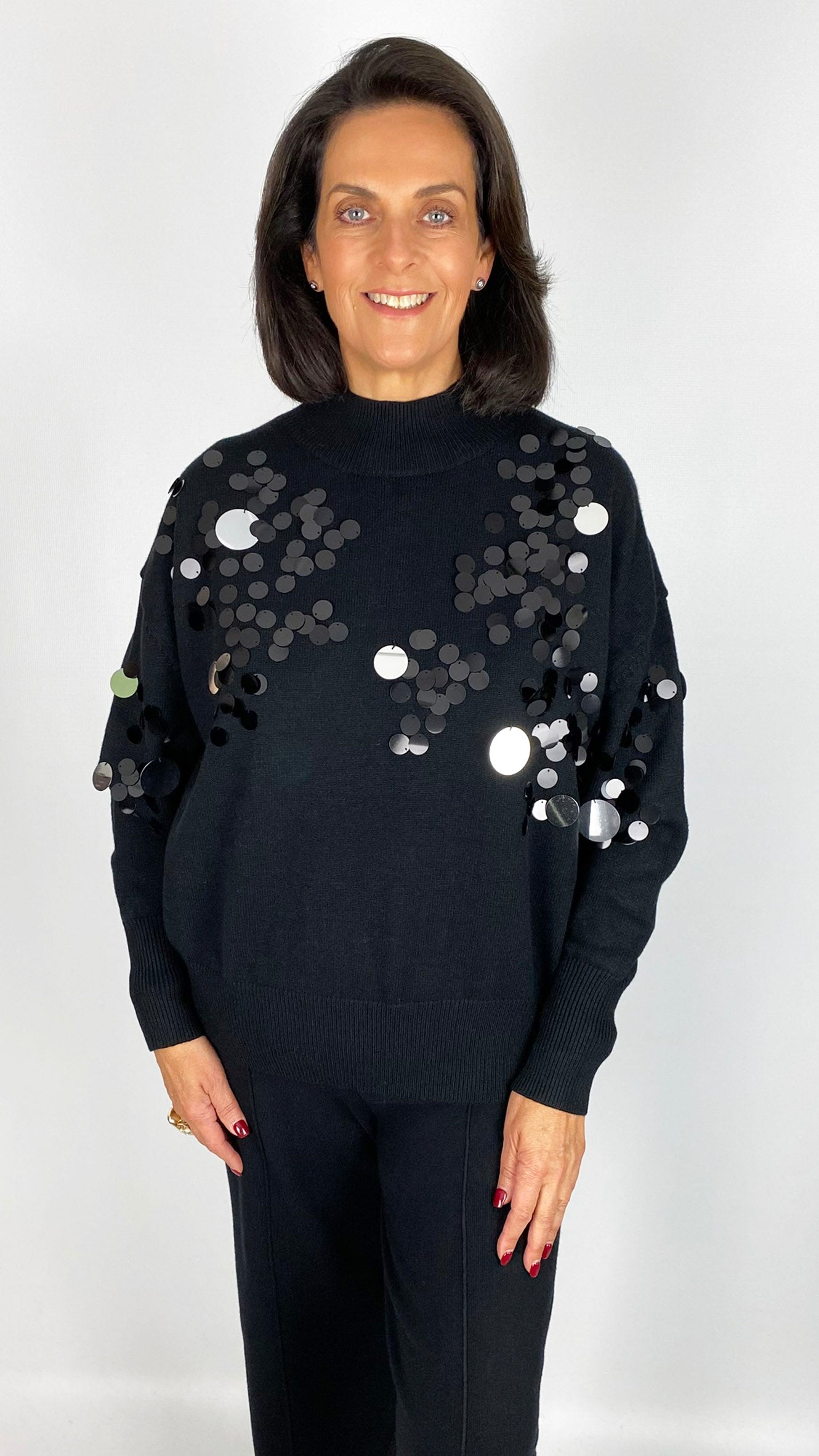 Sequin disc high-neck jumper | 2 Colours | by Malissa J