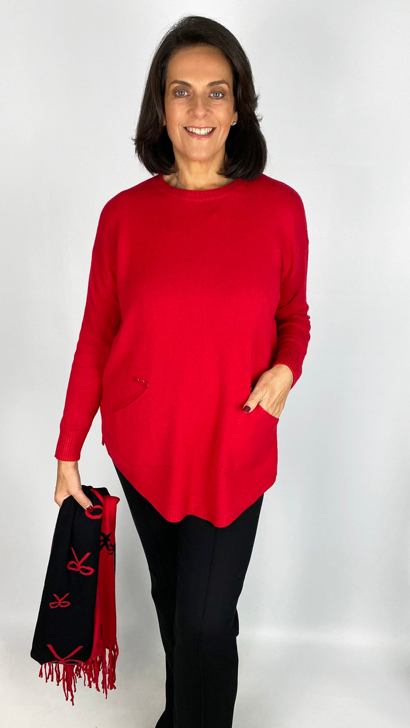 Button pocket jumper w/ coordinating scarf | 6 Colours