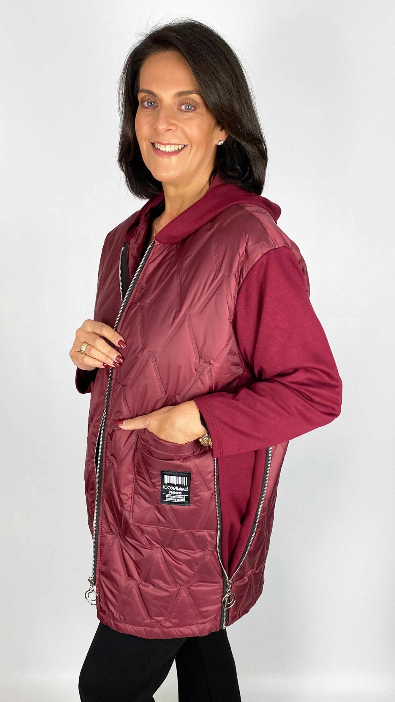 Quilted & jersey size adjustable hooded jacket | 4 Colours