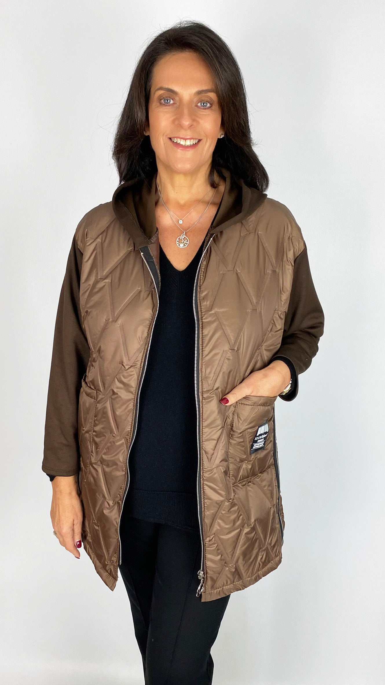 Quilted & jersey size adjustable hooded jacket | 4 Colours