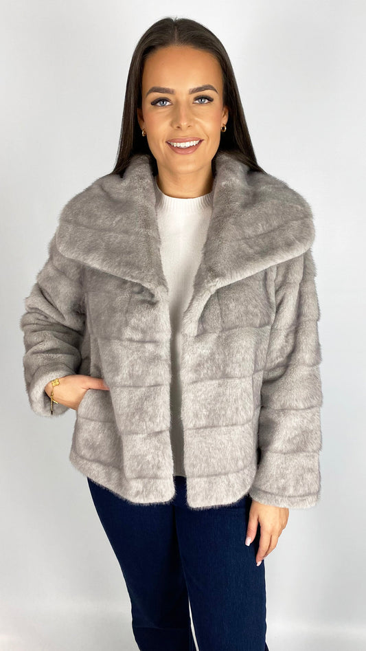 Faux fur collar jacket | 2 Colours