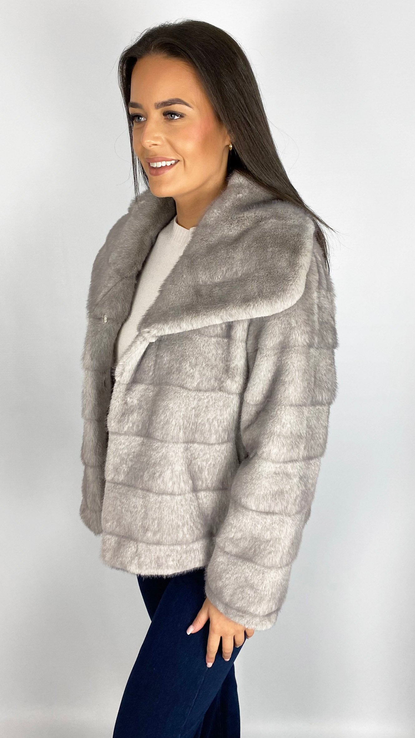 Faux fur collar jacket | 2 Colours