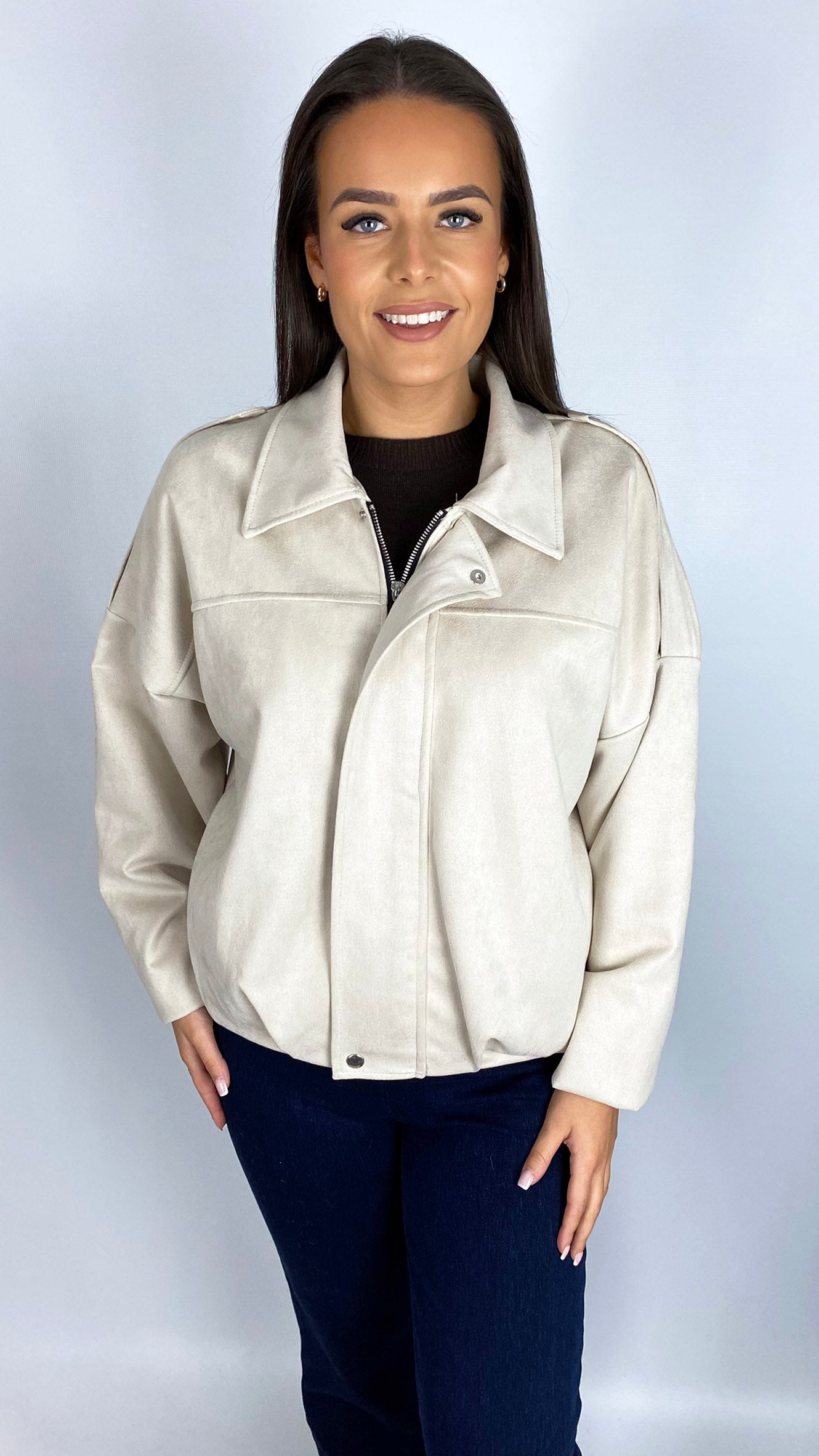 Suedette zip-up bomber jacket | 2 Colours