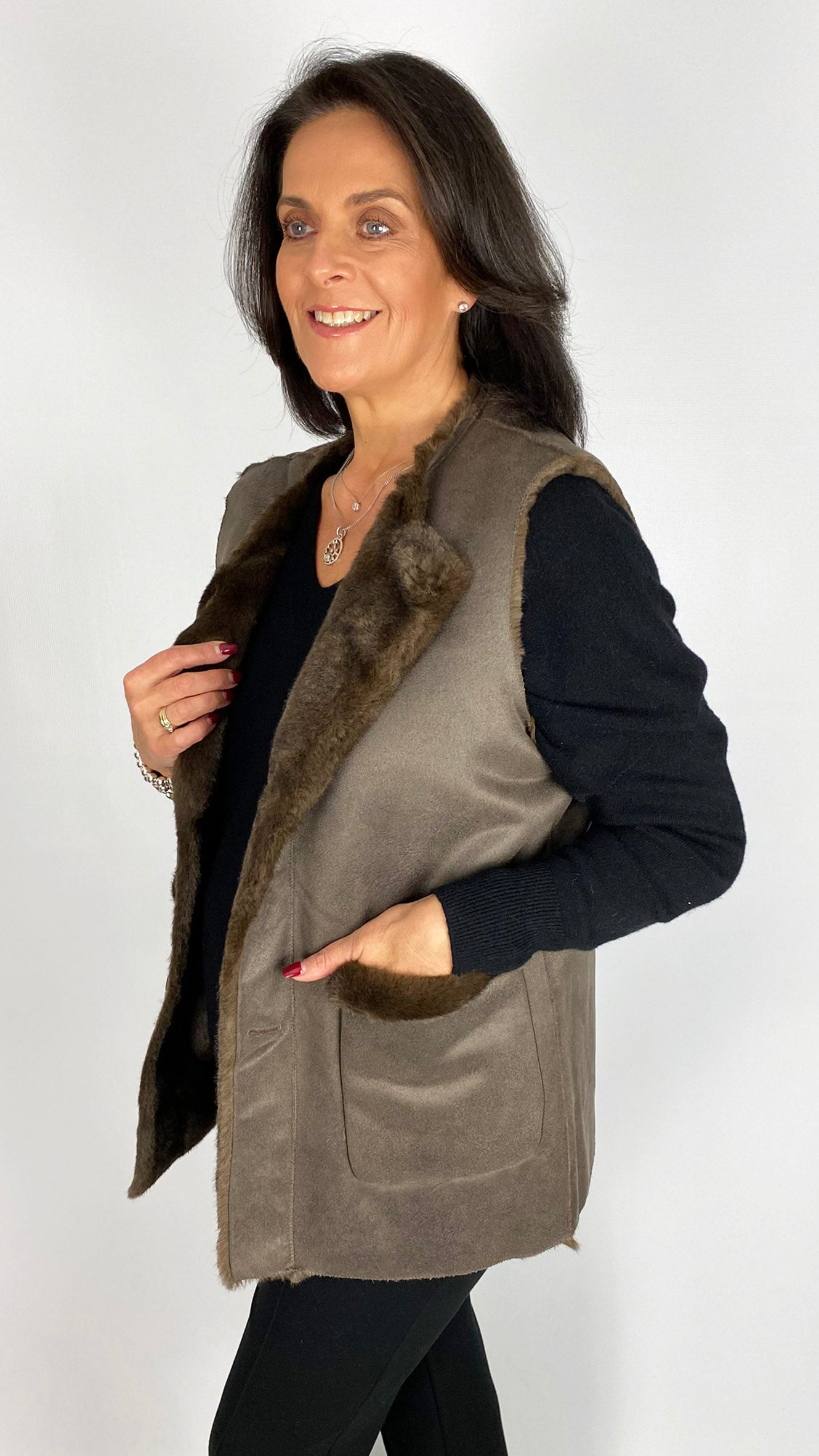 Faux fur & suedette reversible gilet | 2 Colours | by Malissa J