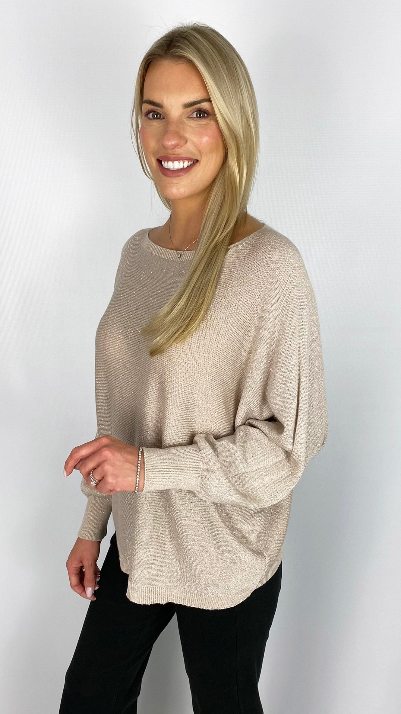 Lurex slash neck LS top | 4 Colours