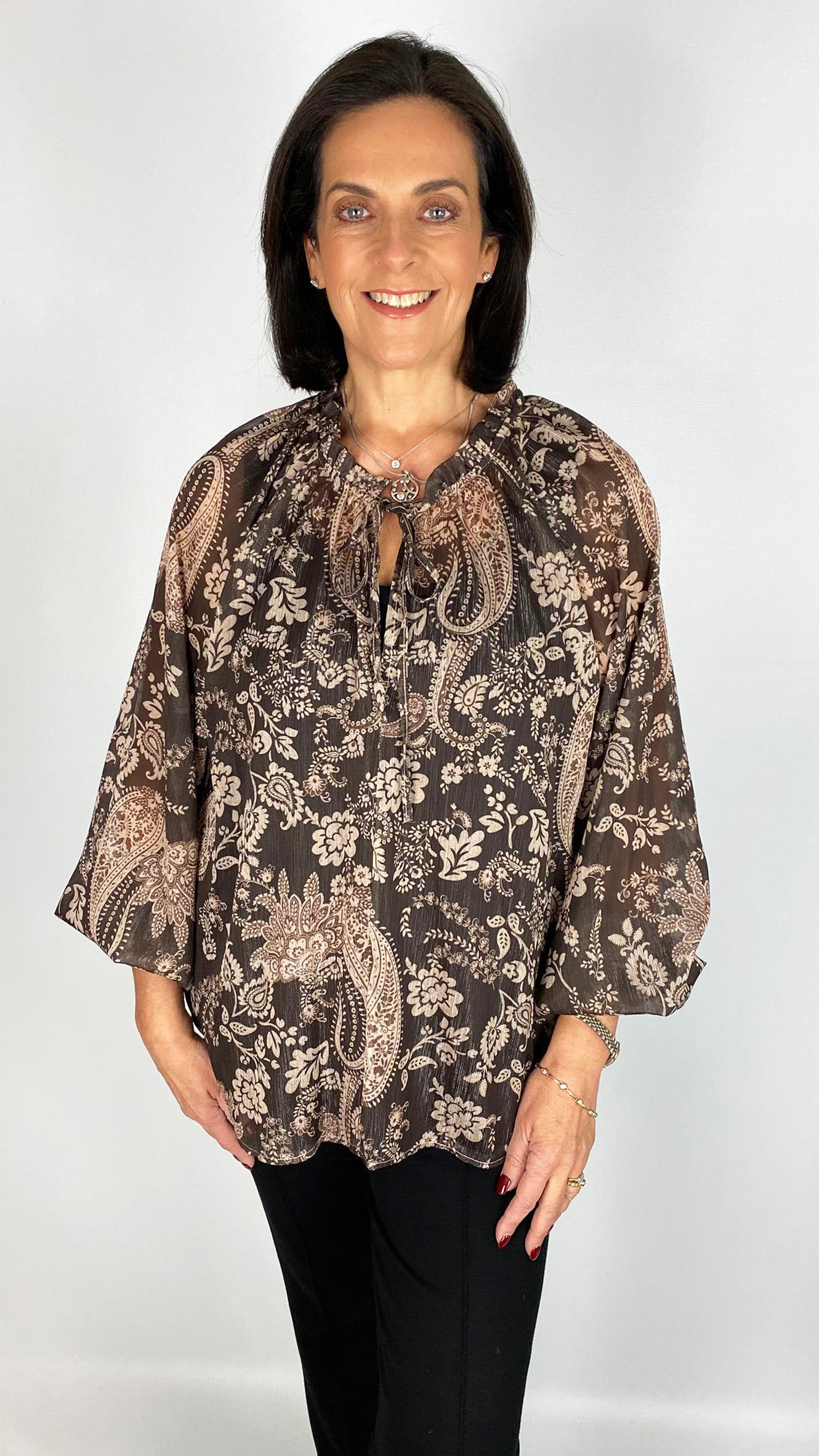 Chiffon paisley tie-or-not blouse | 4 Colours