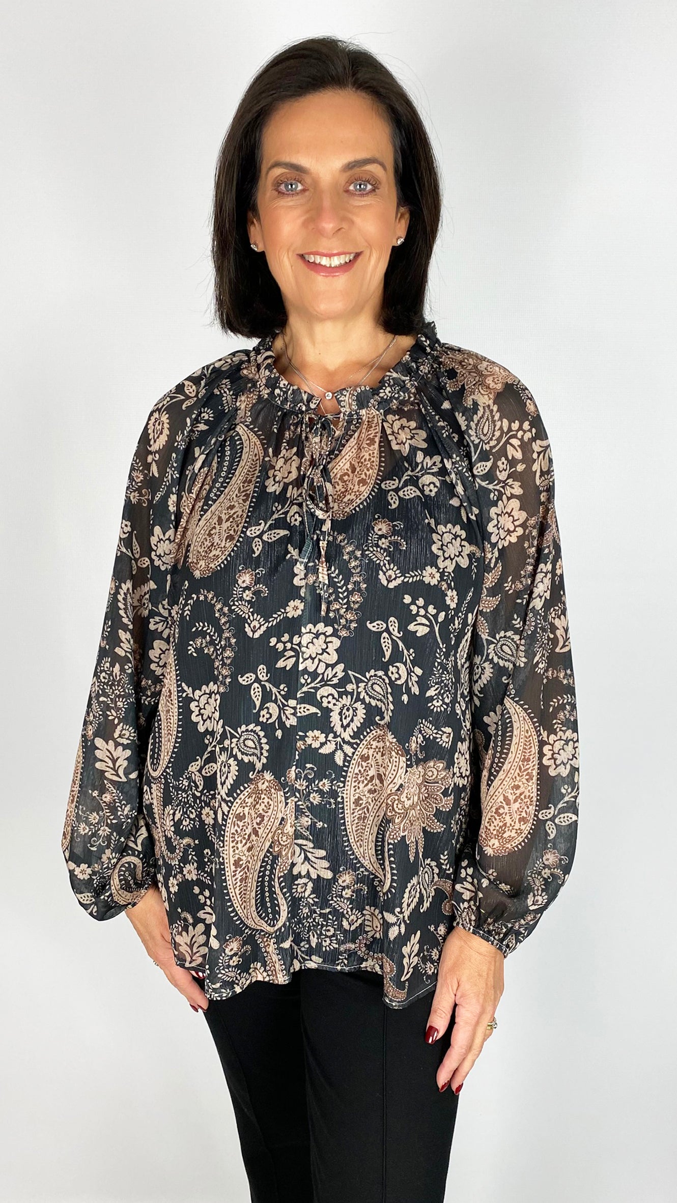 Chiffon paisley tie-or-not blouse | 4 Colours