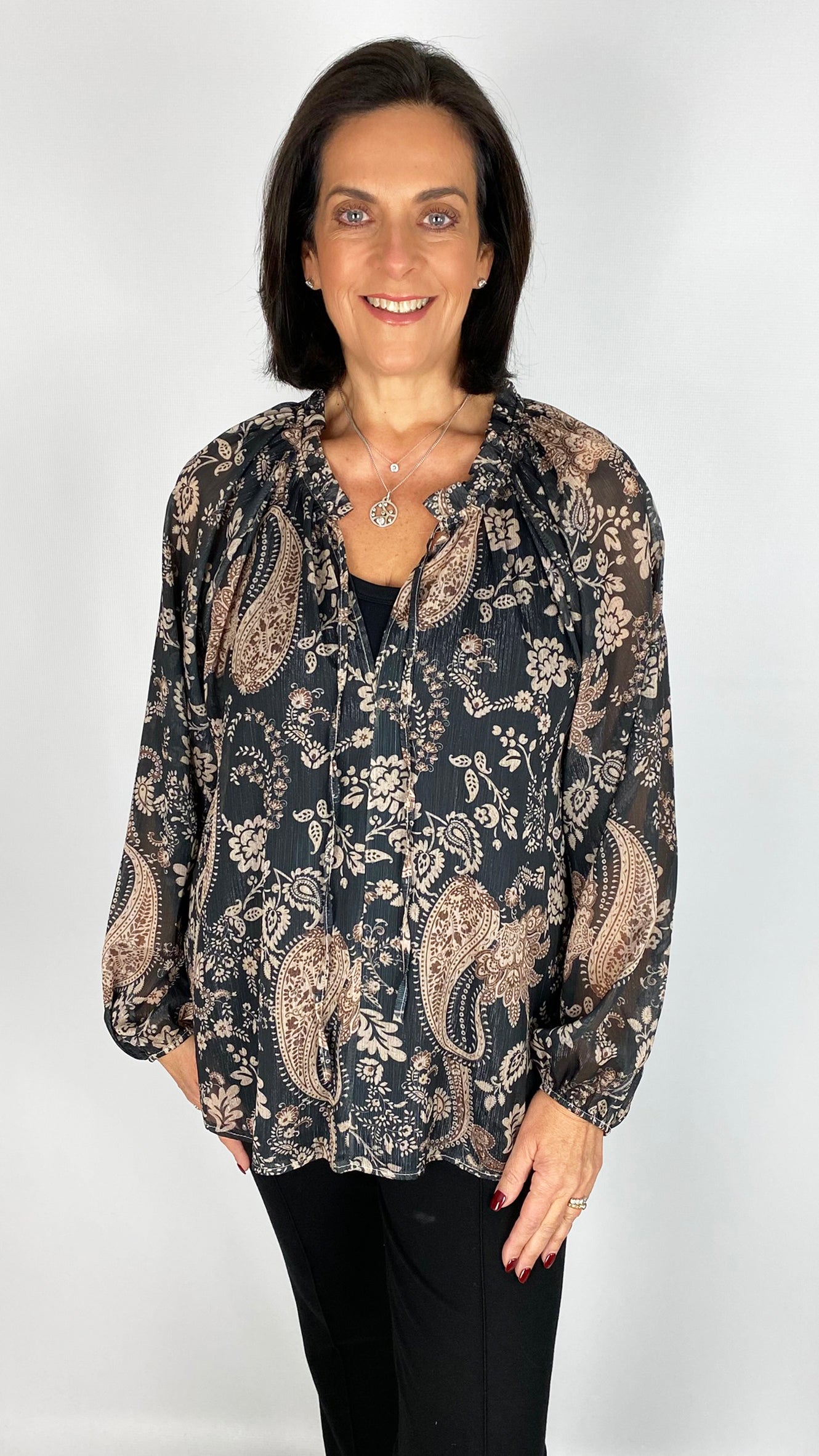 Chiffon paisley tie-or-not blouse | 4 Colours