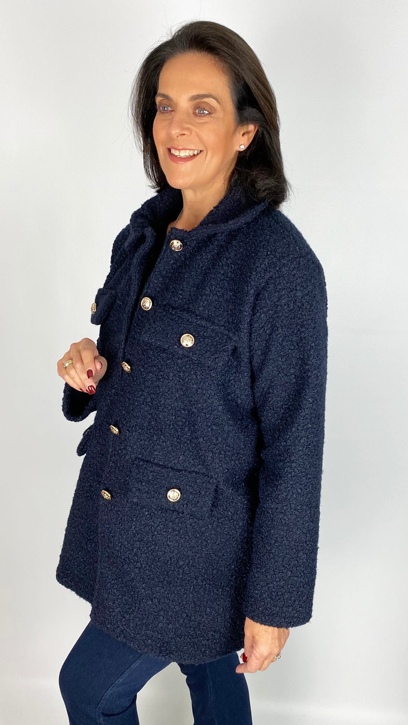 Oversized boucle button-through coat | 2 Colours