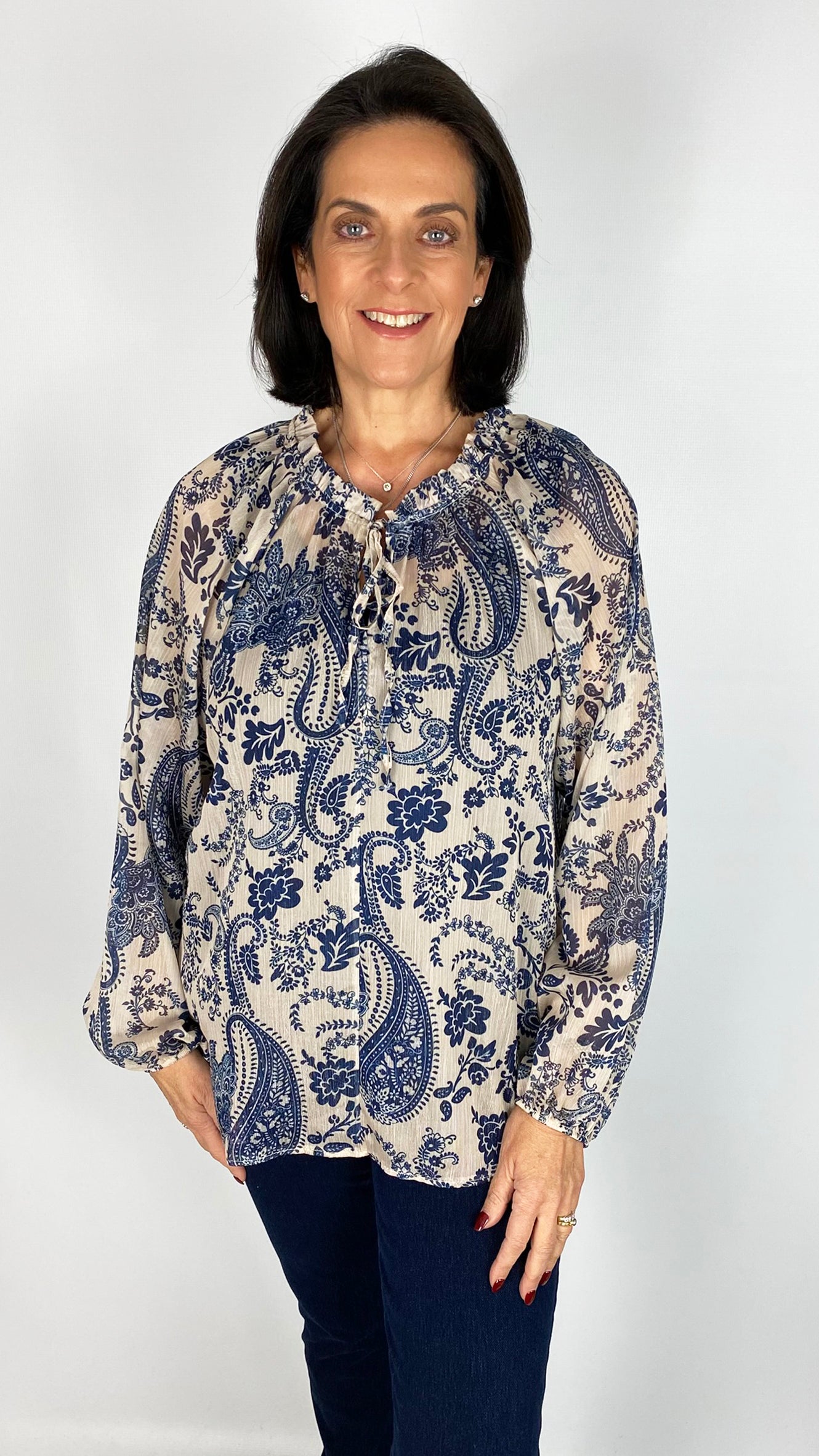 Chiffon paisley tie-or-not blouse | 4 Colours