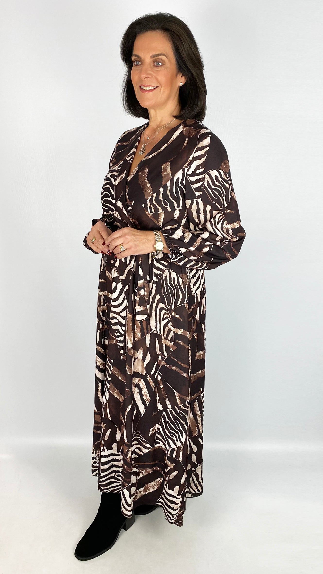 Elasticated waist v-neck print dress | 4 Colours