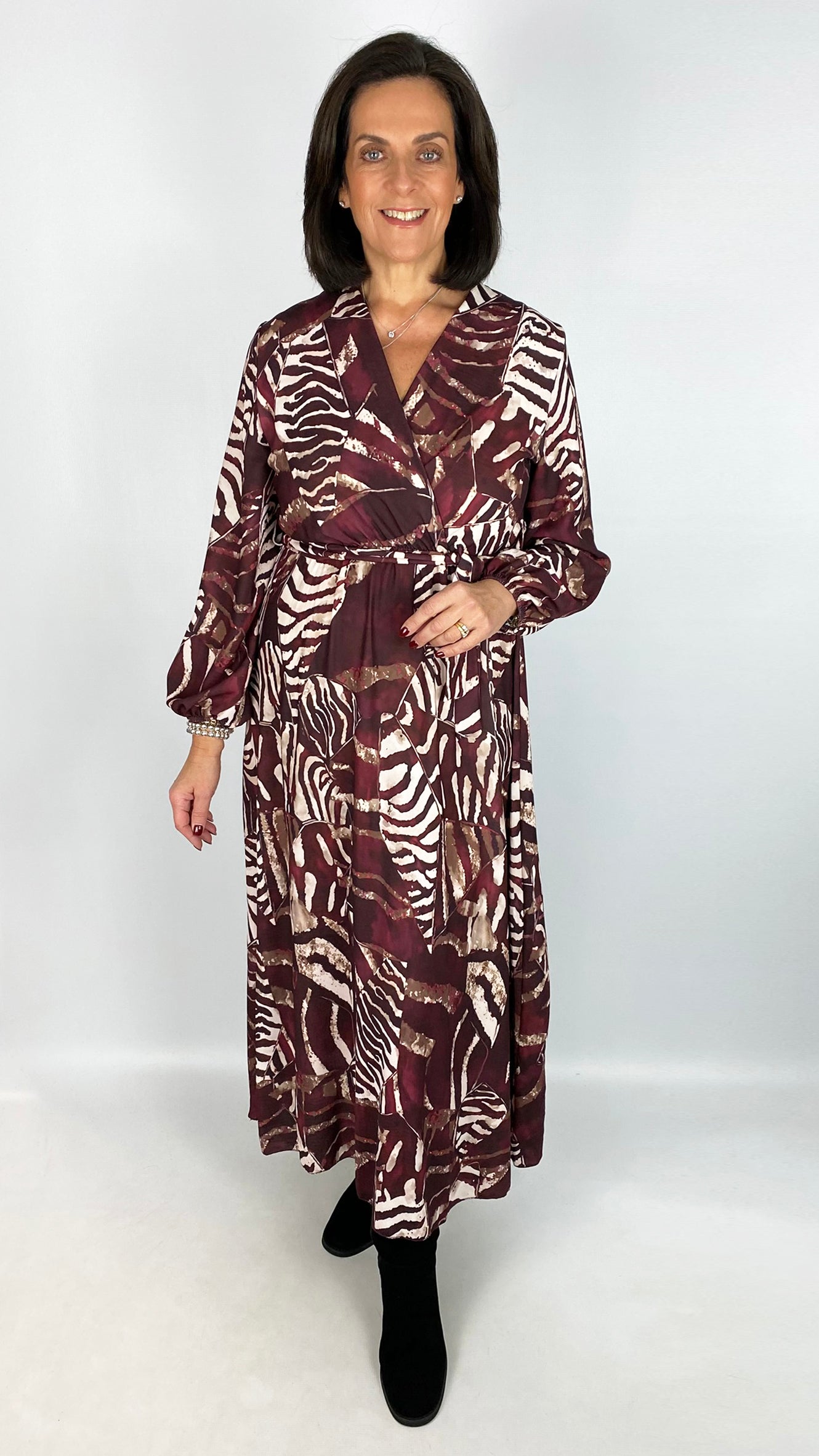 Elasticated waist v-neck print dress | 4 Colours