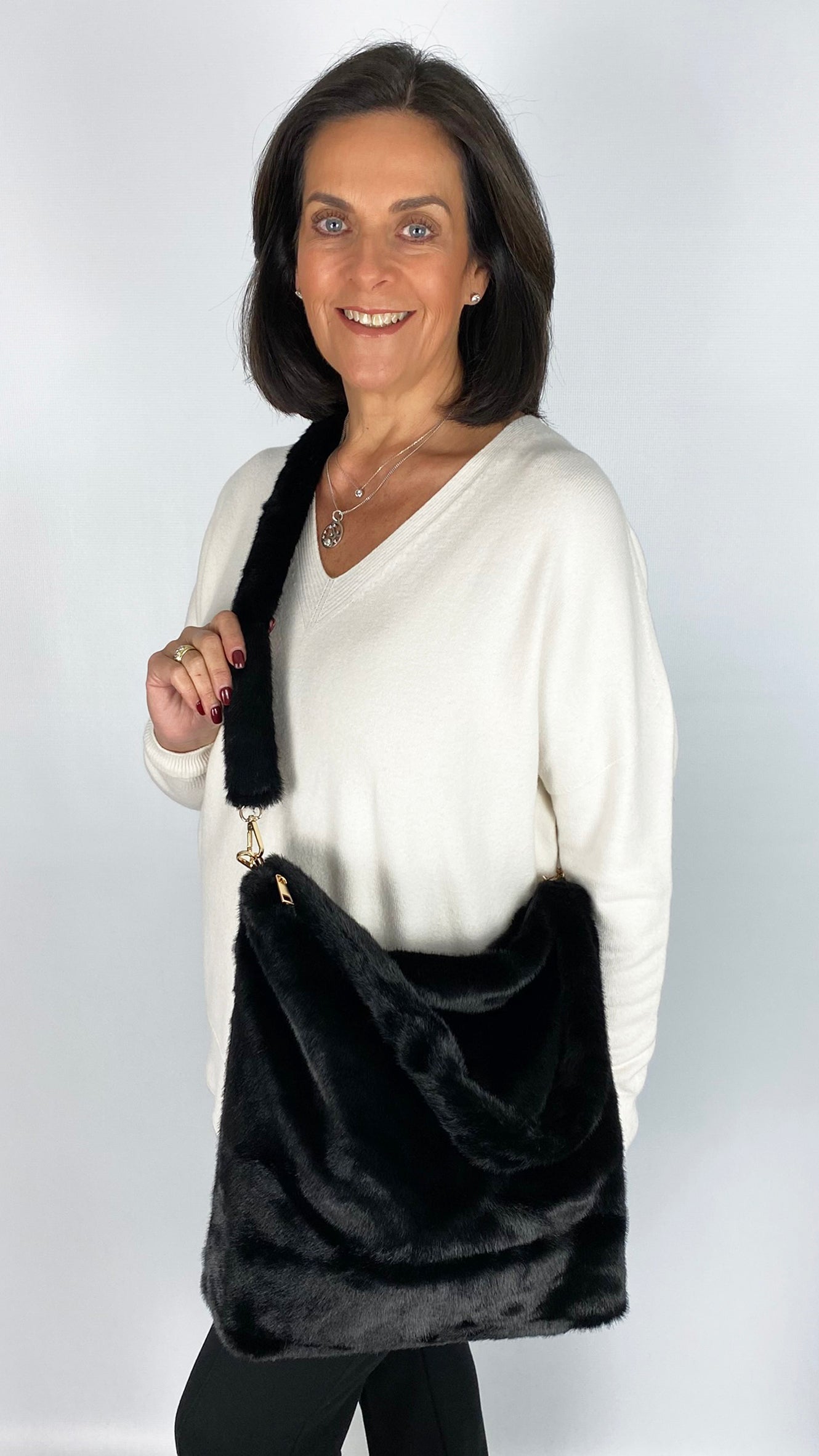 Faux fur messenger crossbody bag | 3 Colours | by Malissa J