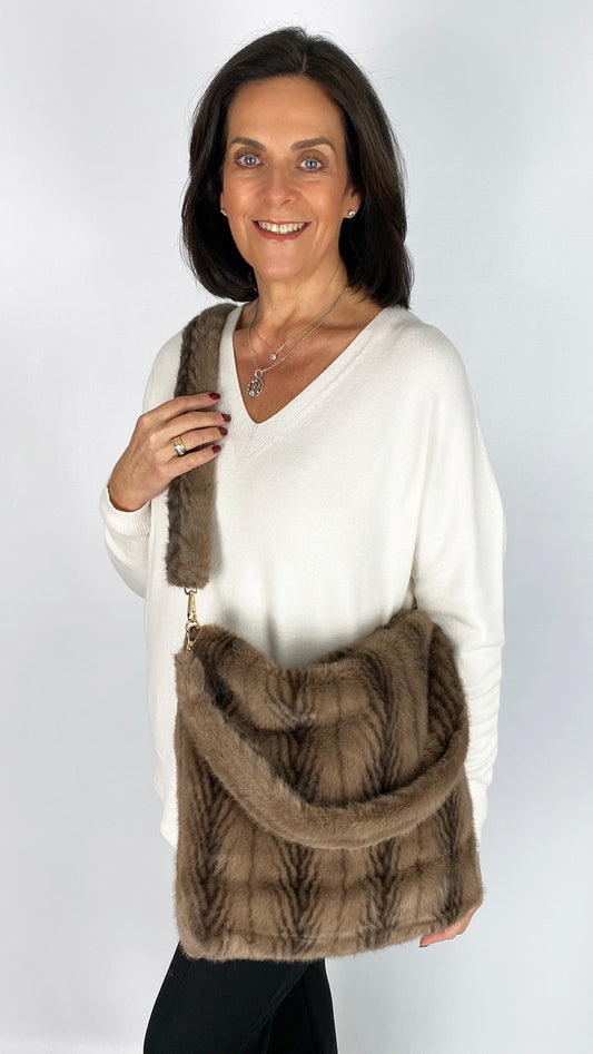 Faux fur messenger crossbody bag | 3 Colours | by Malissa J