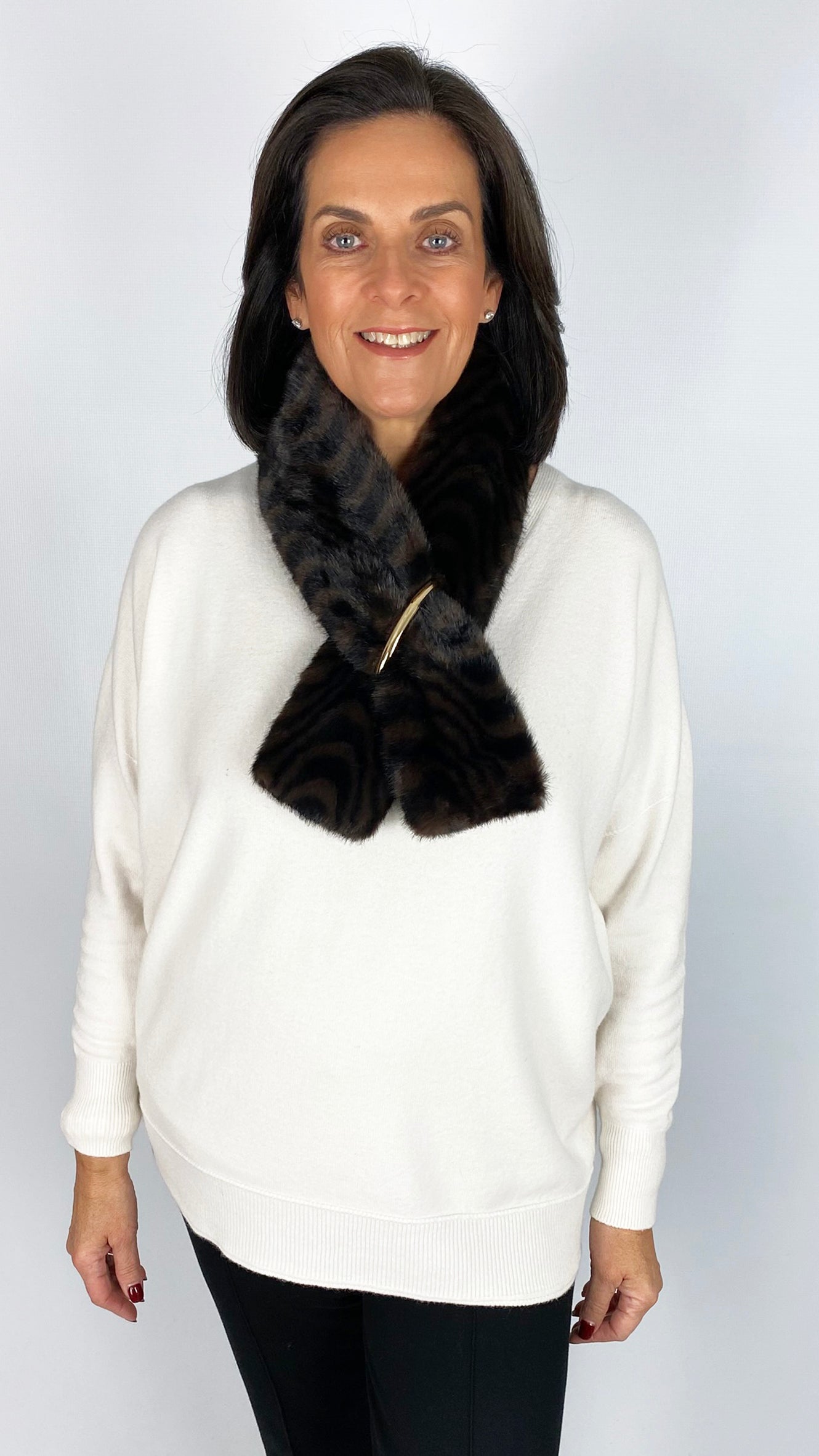 Faux fur gold bar pull-through scarf | 4 Colours | by Malissa J