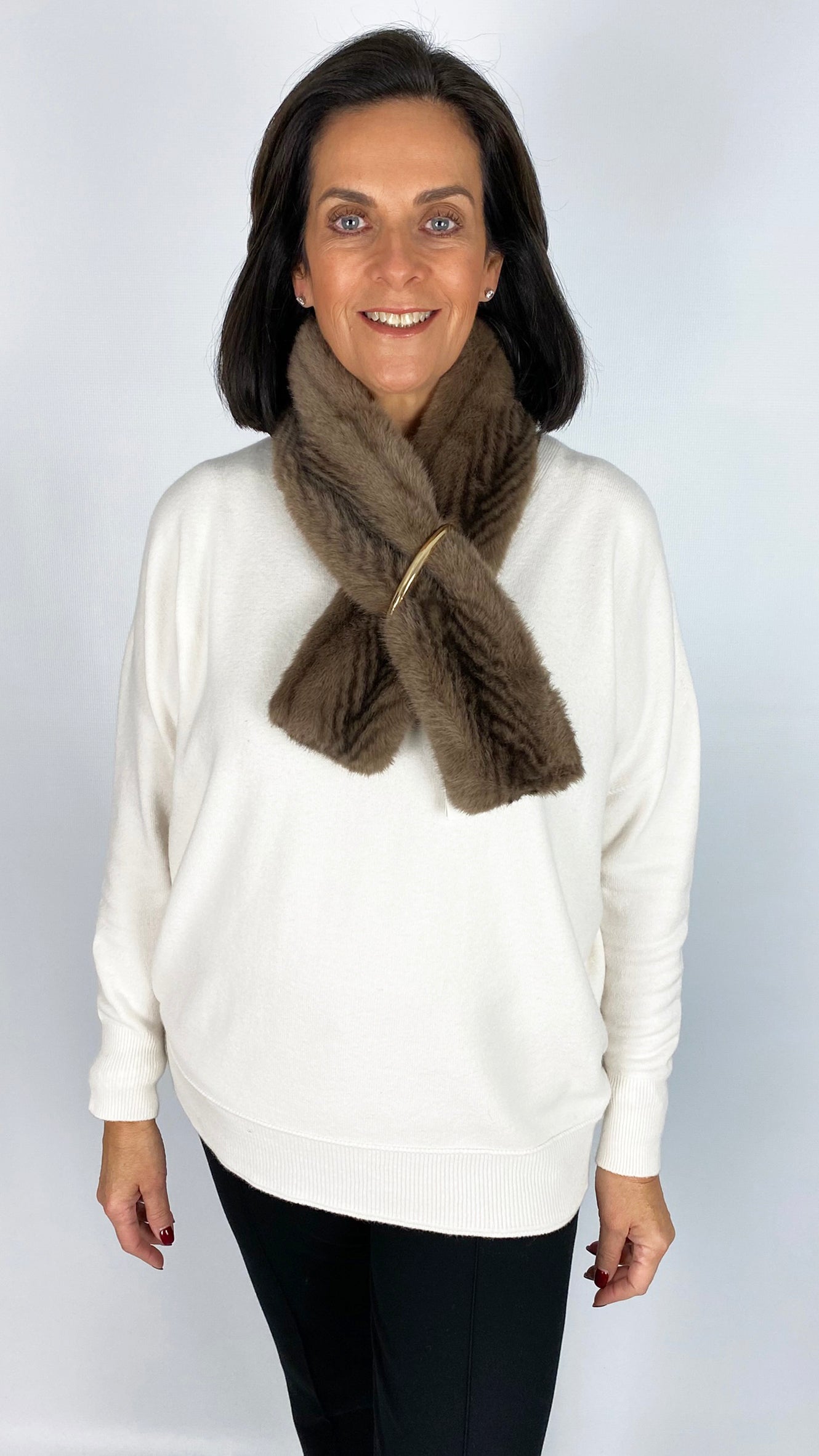 Faux fur gold bar pull-through scarf | 4 Colours | by Malissa J