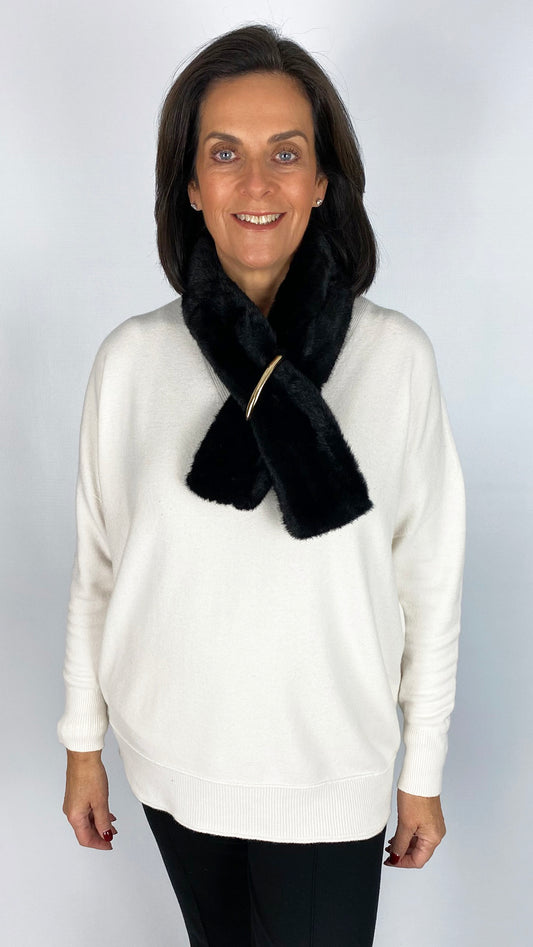 Faux fur gold bar pull-through scarf | 4 Colours | by Malissa J