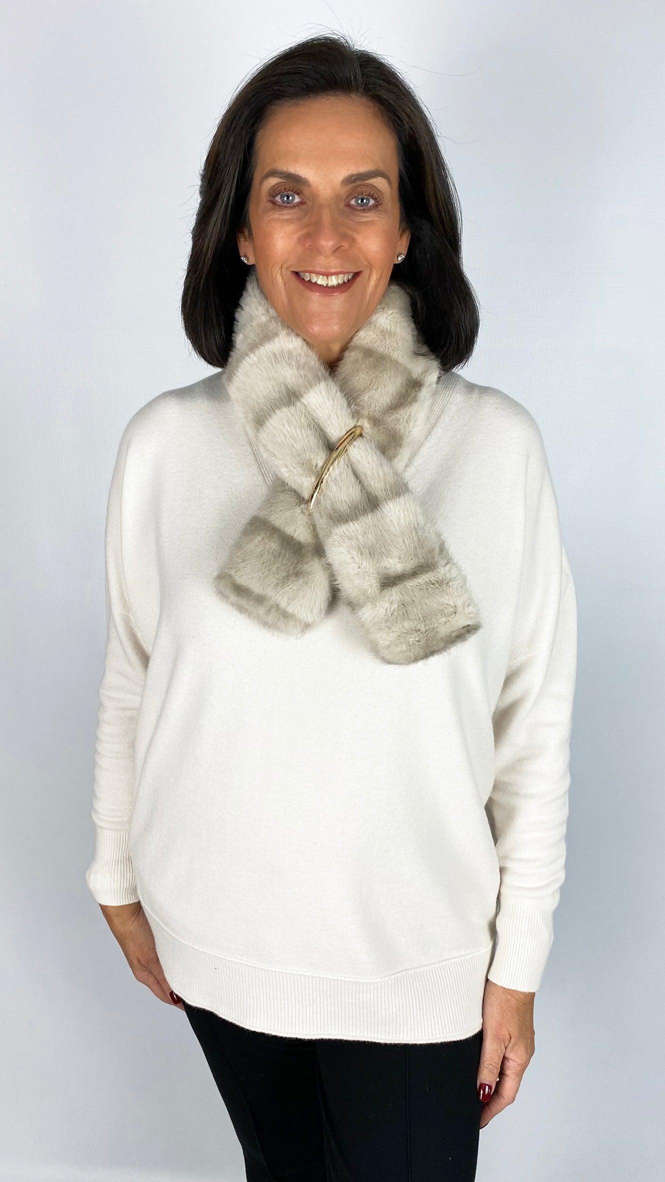 Faux fur gold bar pull-through scarf | 4 Colours | by Malissa J