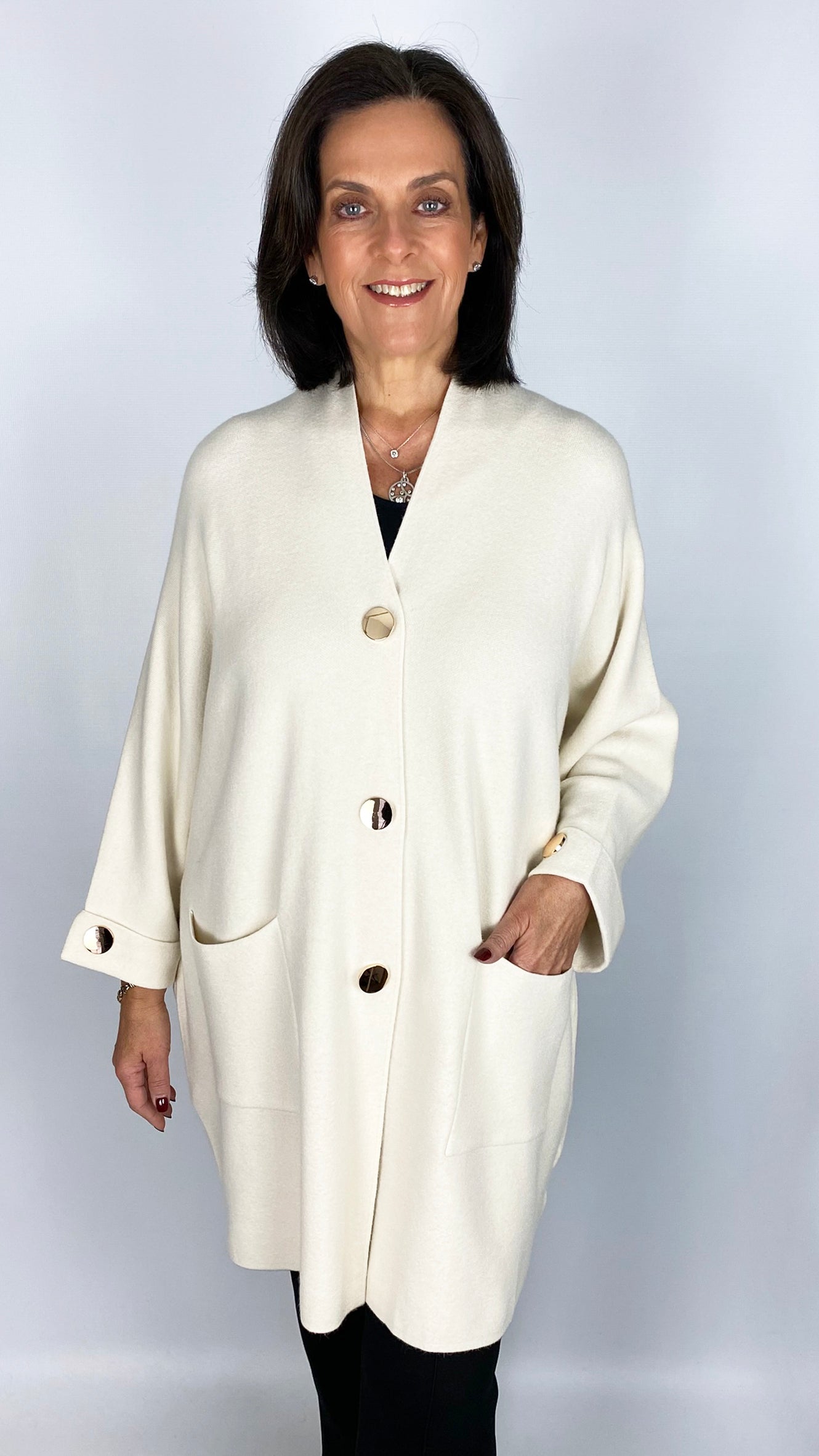 Oversized popper button detail cardigan | 4 Colours