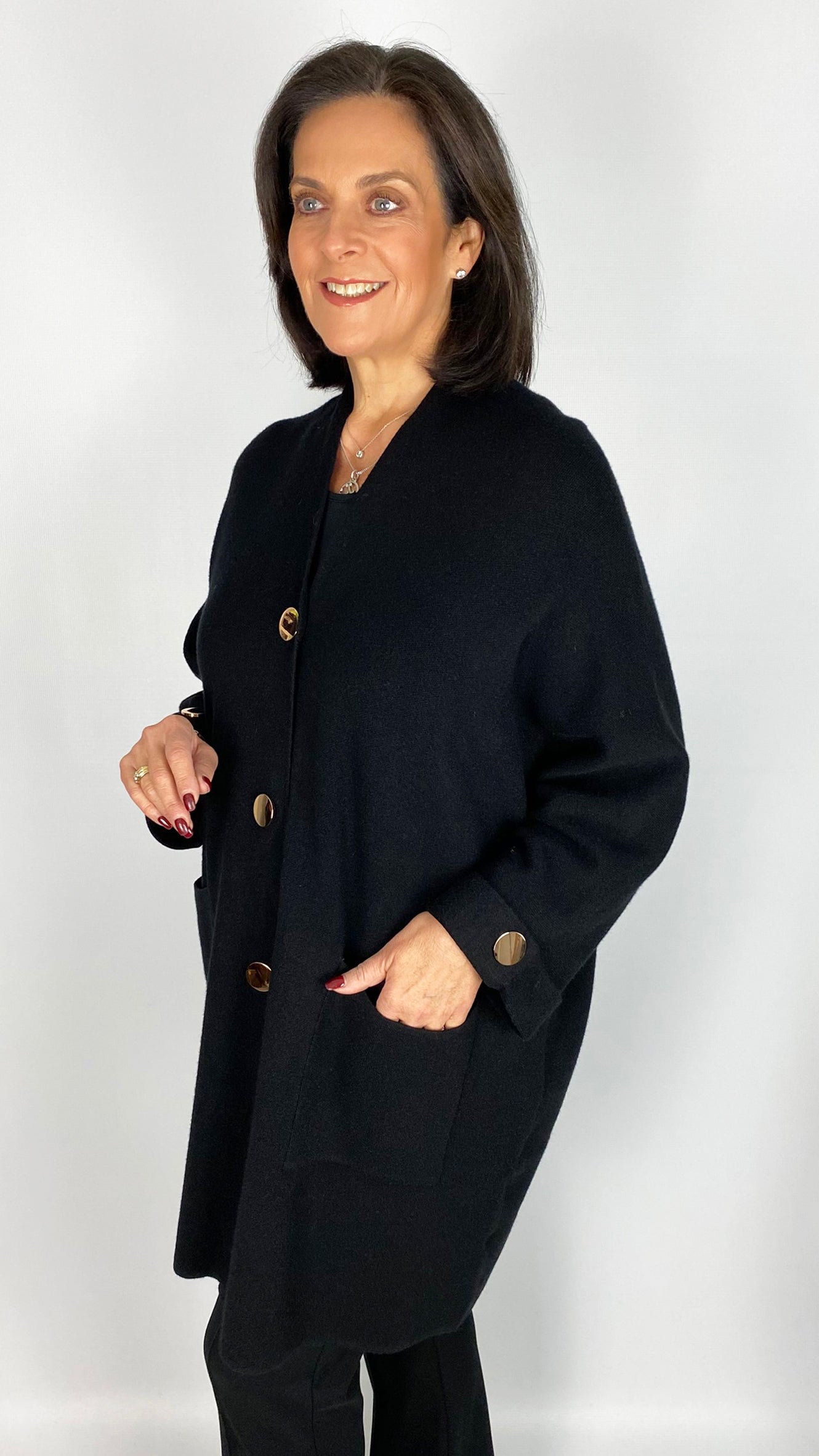 Oversized popper button detail cardigan | 4 Colours