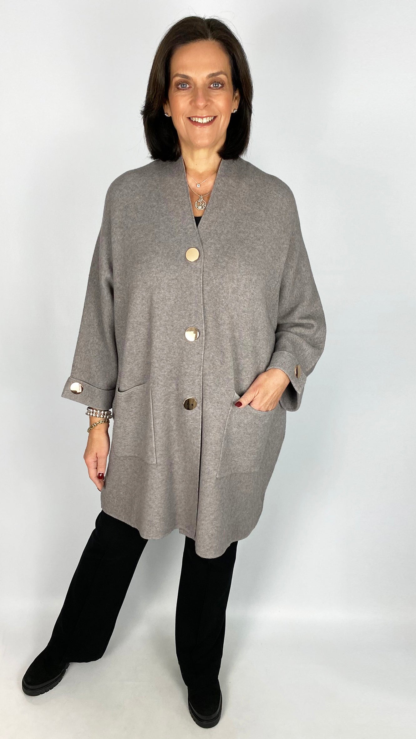 Oversized popper button detail cardigan | 4 Colours
