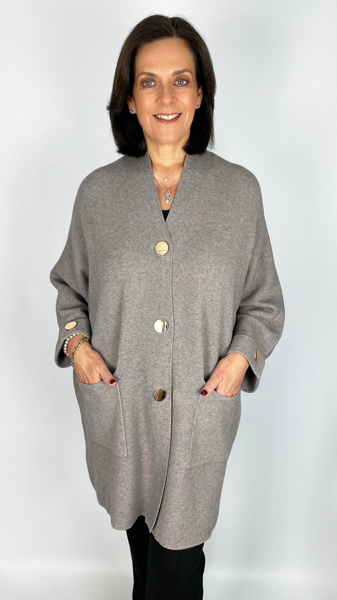 Oversized popper button detail cardigan | 4 Colours