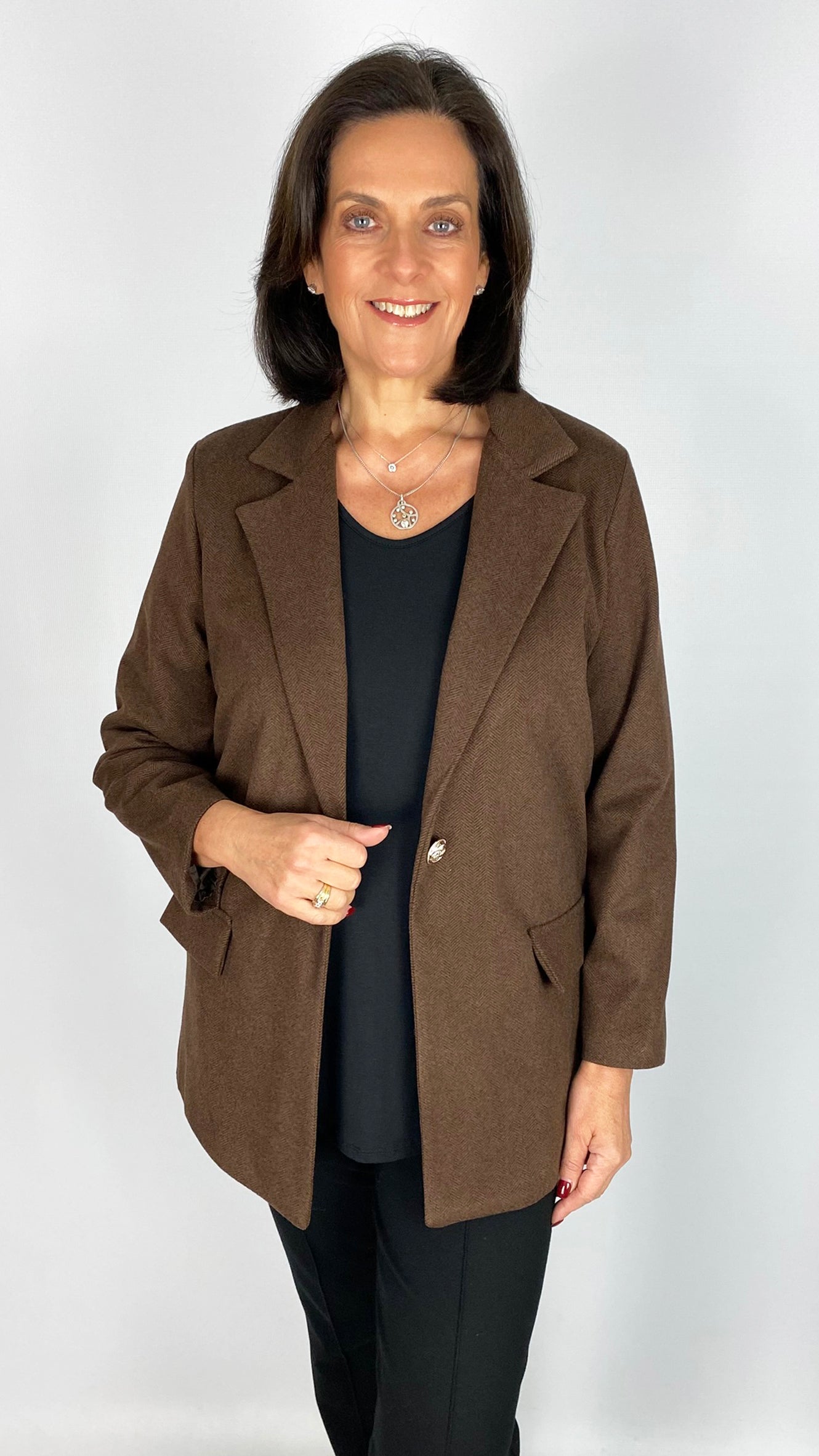 Herringbone button-up blazer | 2 Colours