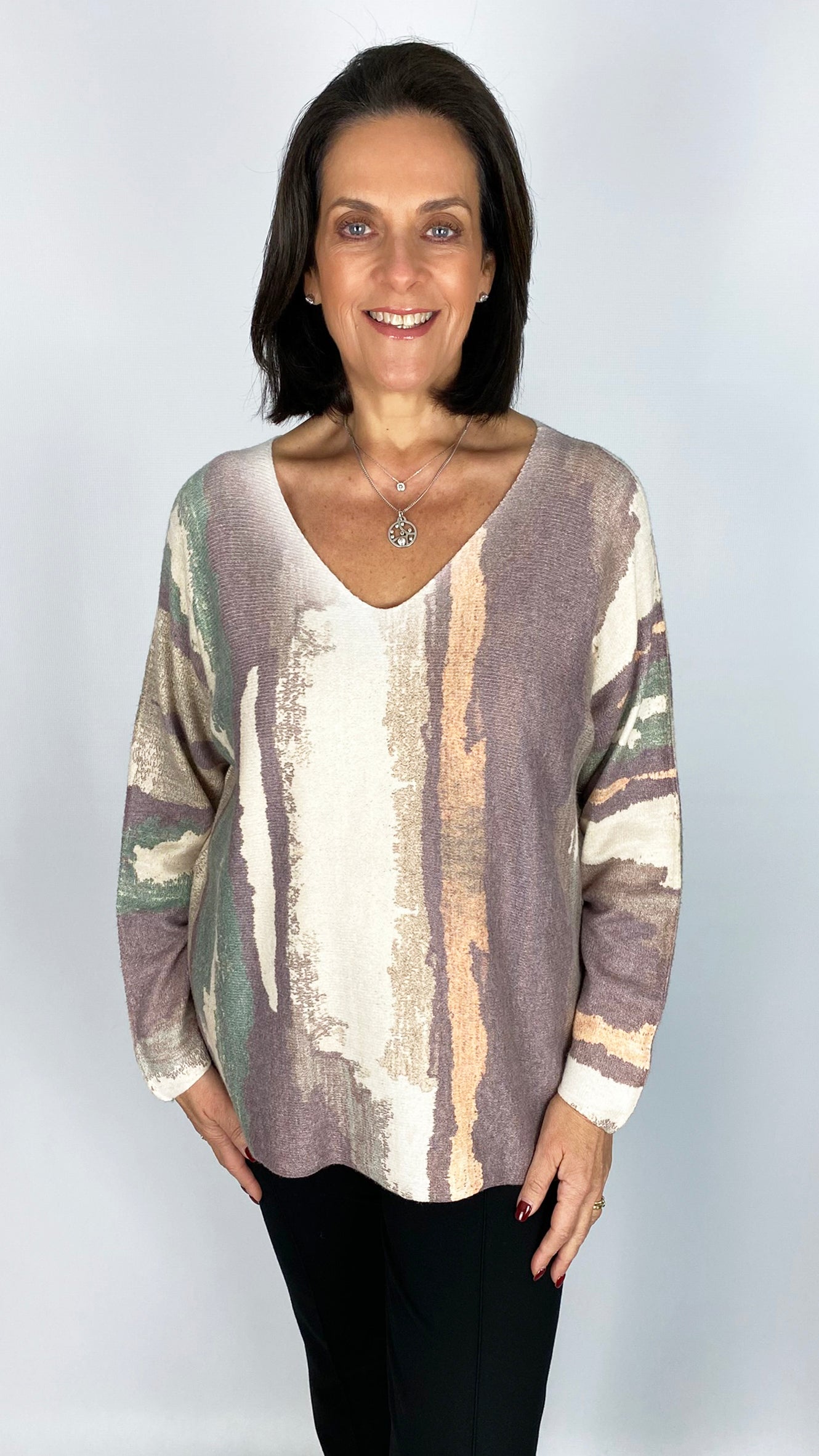 Paint strokes ultra-soft v-neck jumper | 2 Colours