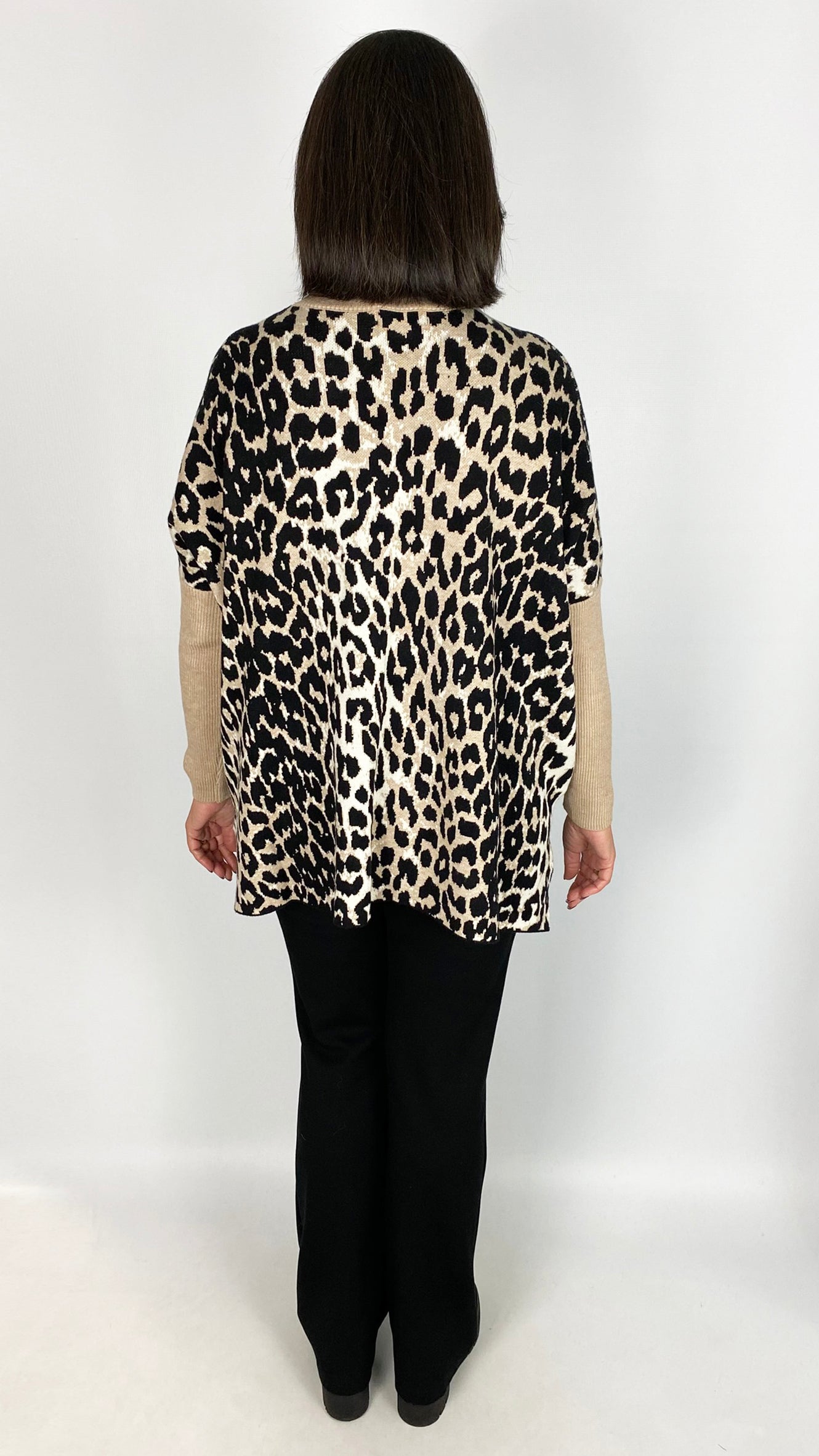 Animal print turtle neck poncho jumper | 2 Colours