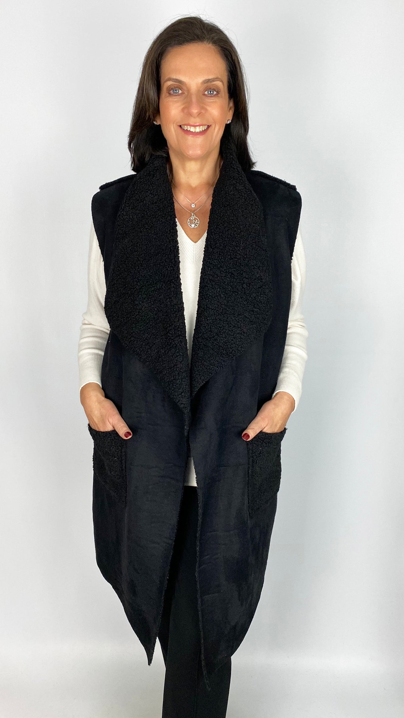 Faux shearling waterfall gilet | 3 Colours