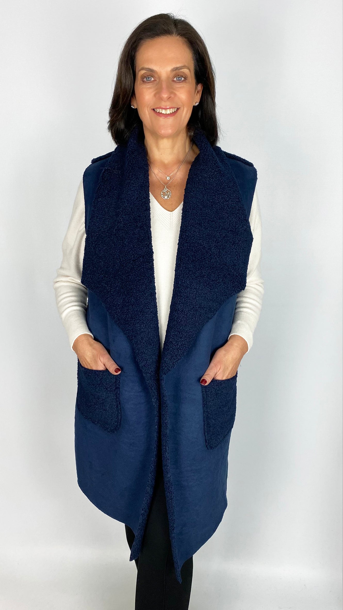 Faux shearling waterfall gilet | 3 Colours