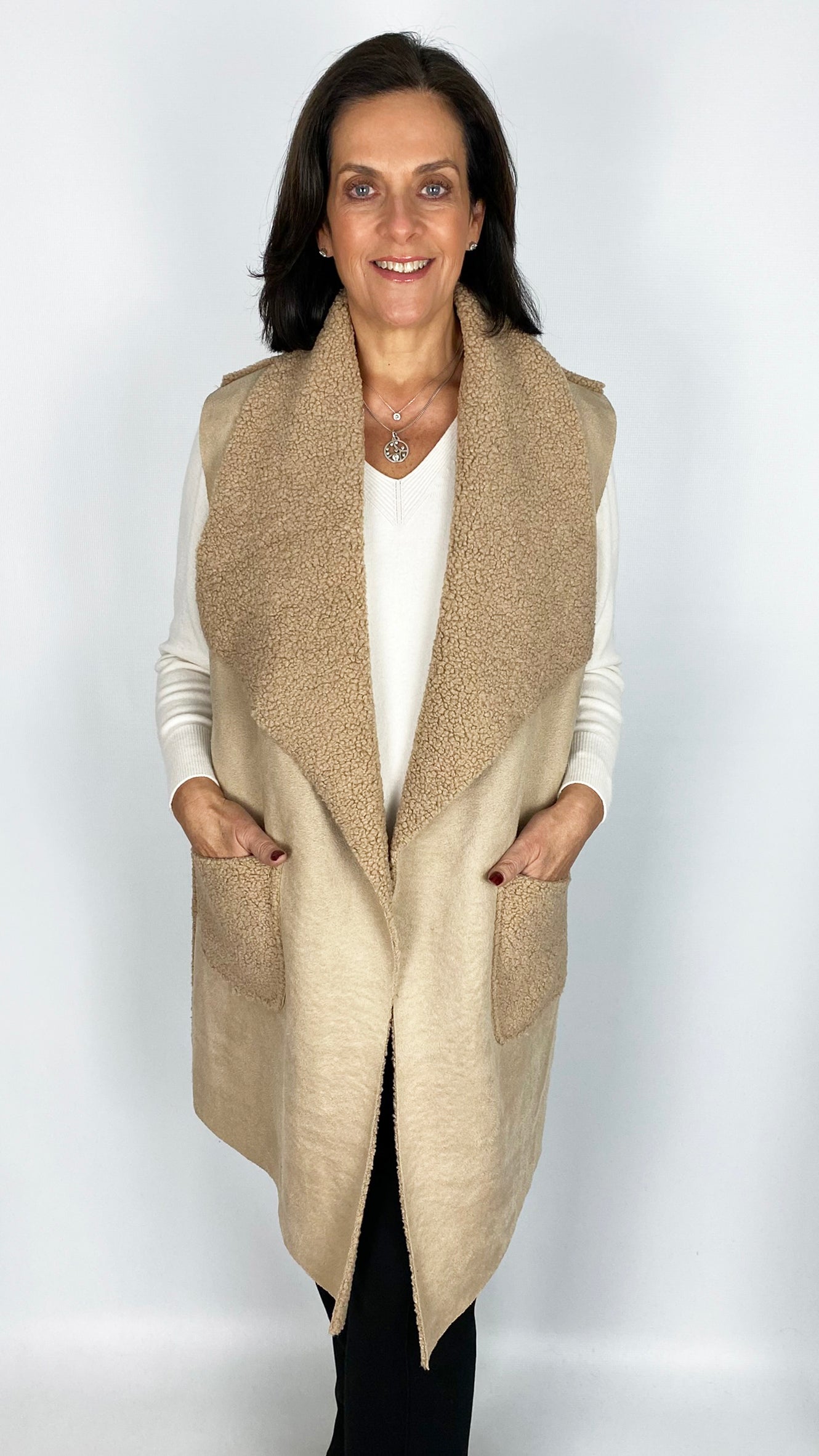 Faux shearling waterfall gilet | 3 Colours