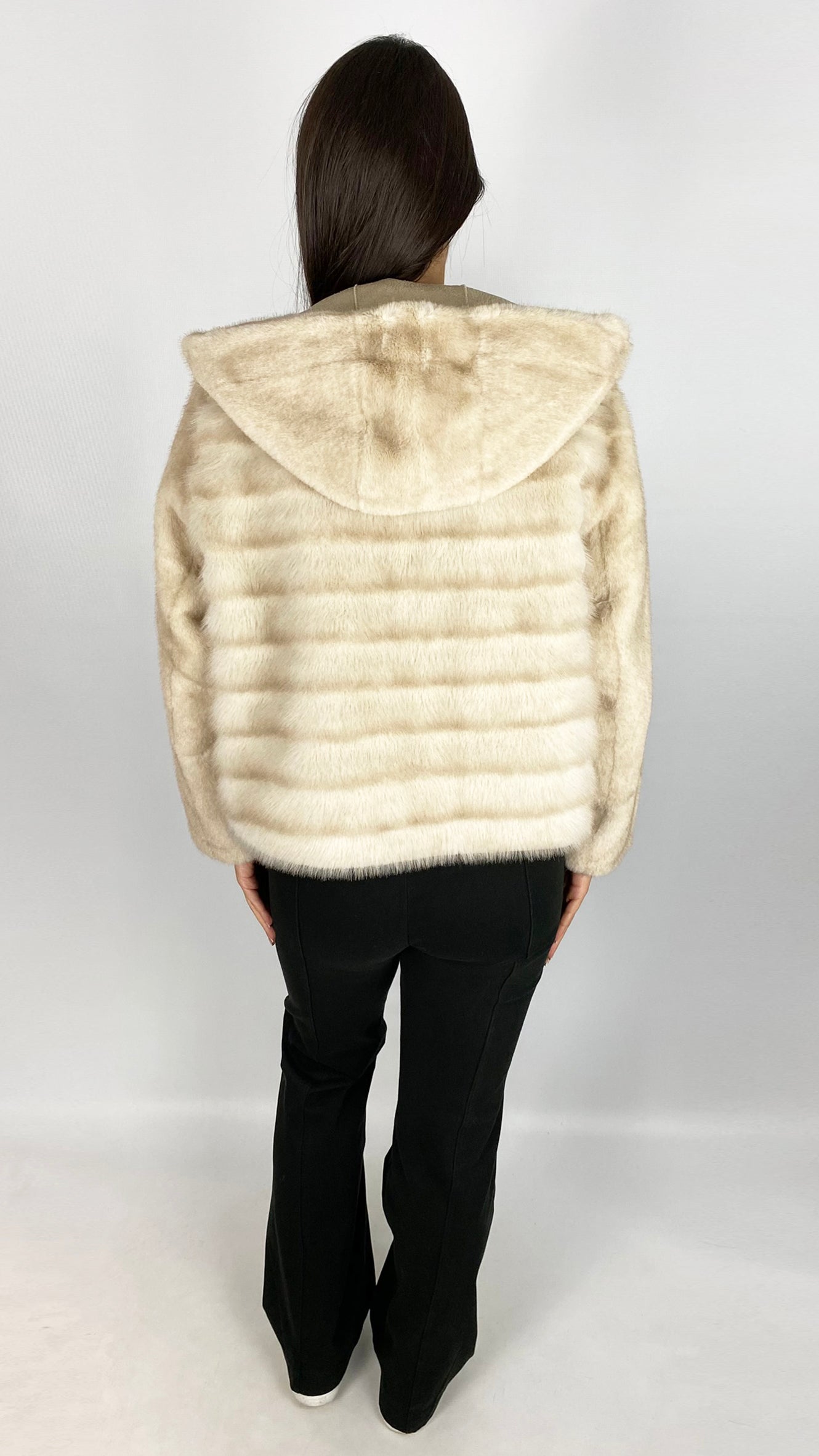 Luxury faux fur zip-through hooded jacket | 2 Colours